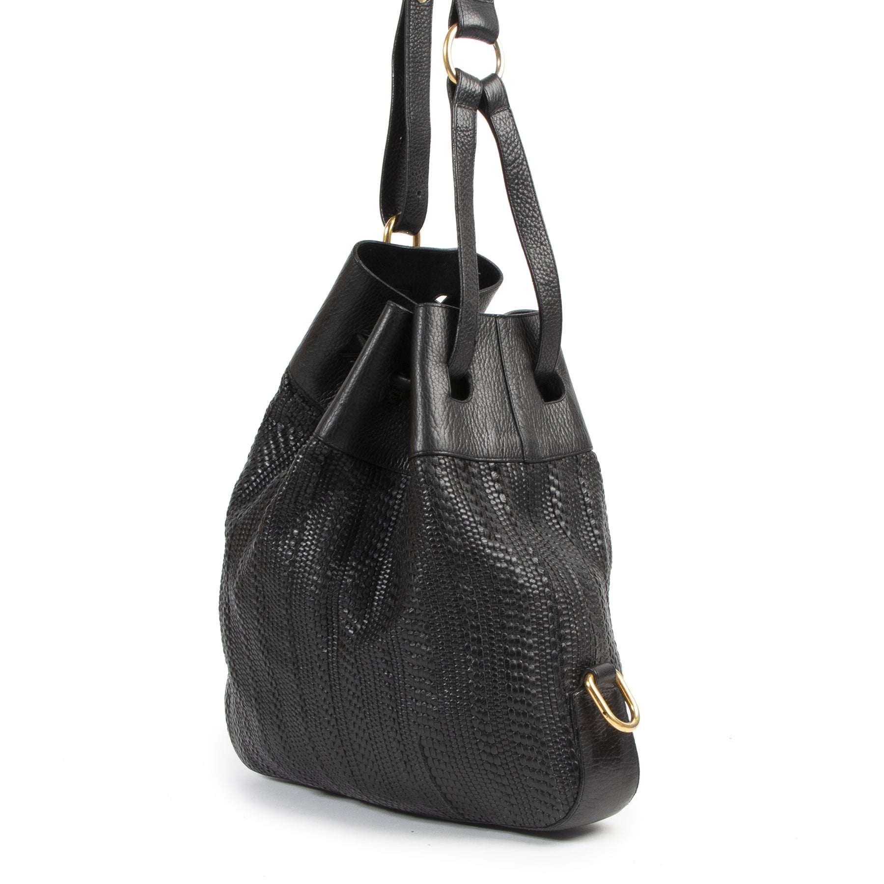 Authentic secondhand Delvaux Black Toile de Cuir Shoulder Bag designer bags fashion luxury vintage webshop safe secure online shopping