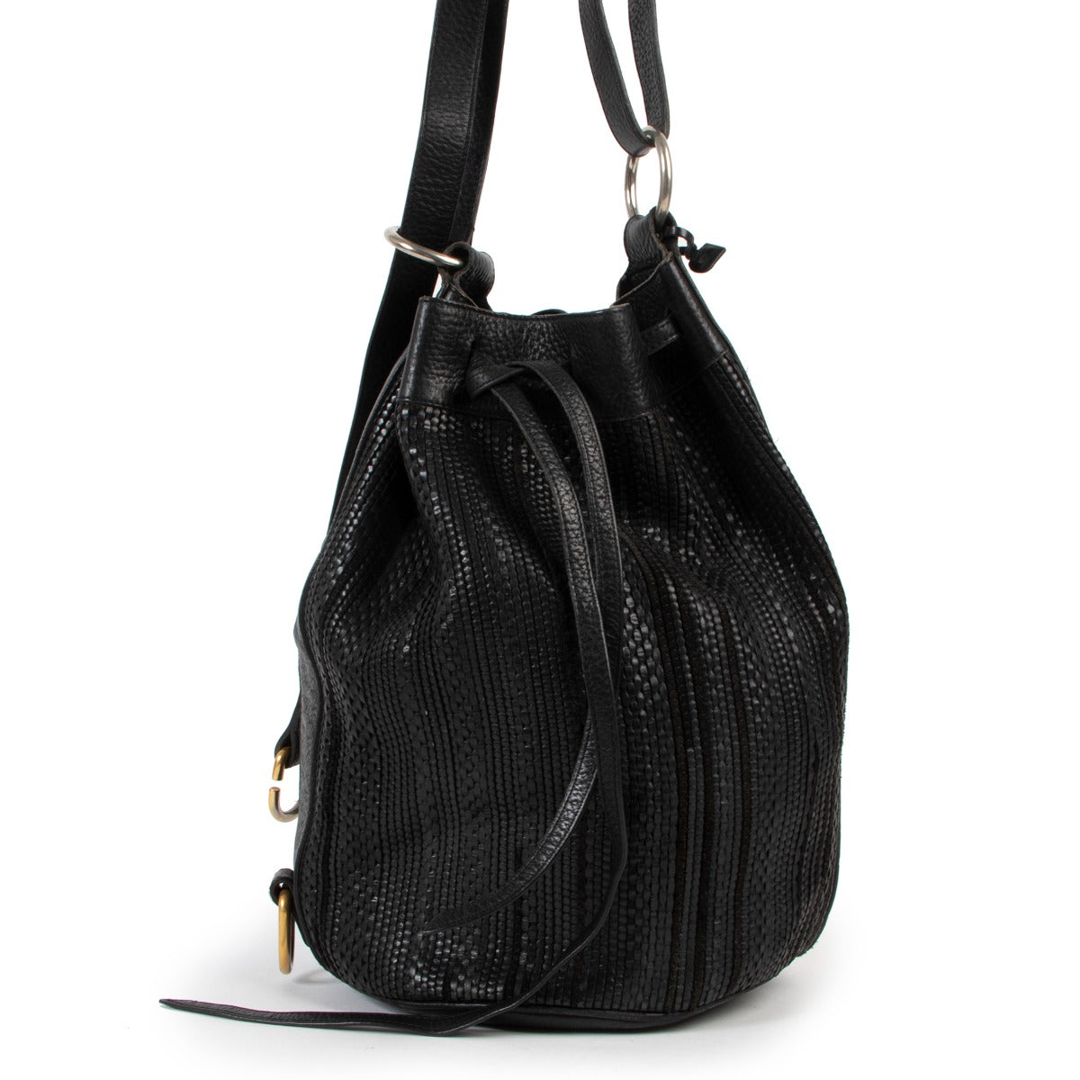 Delvaux Vintage Black Toile de Cuir Bucket Bag