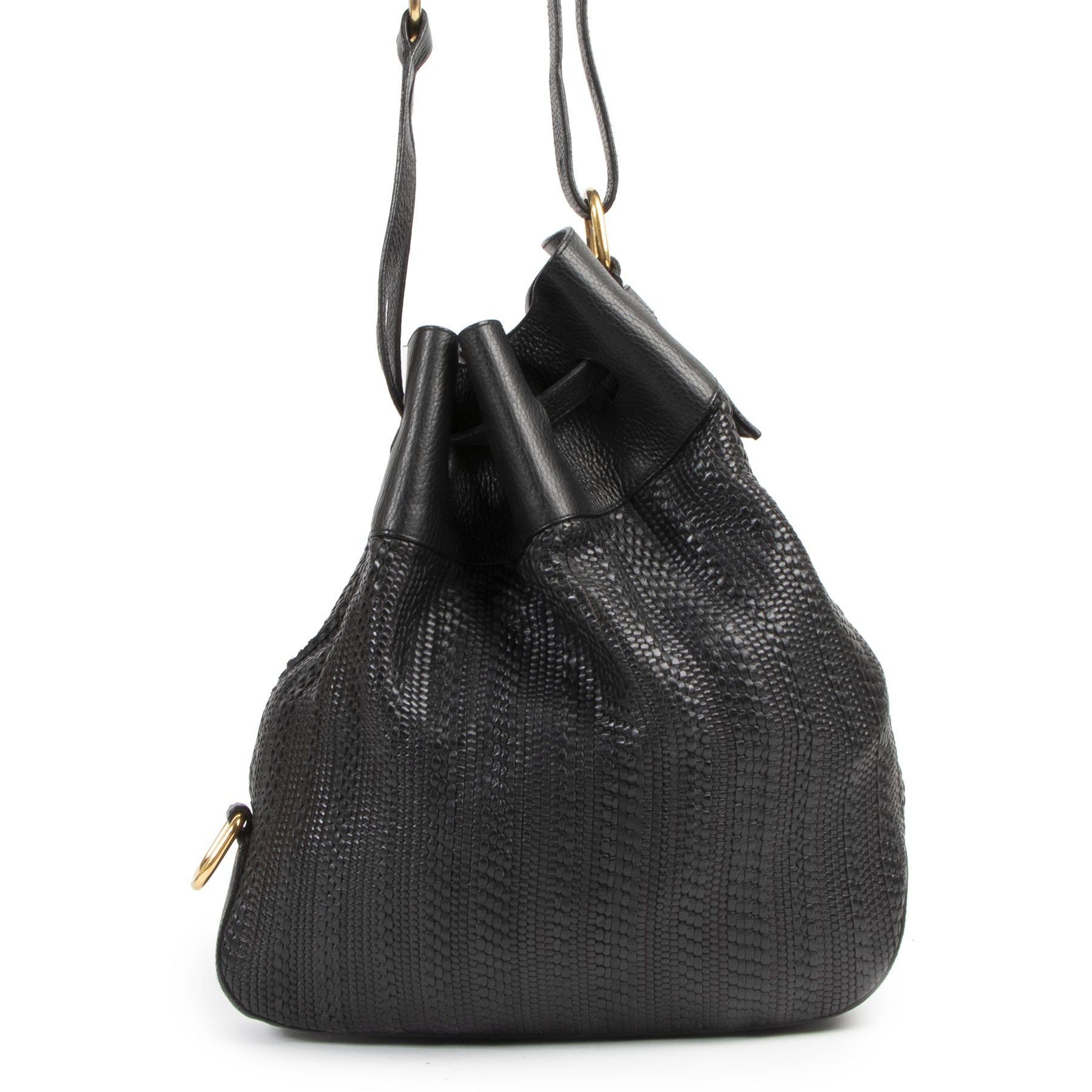 Authentieke Tweedehands Delvaux Black Toile de Cuir Shoulder Bag juiste prijs veilig online shoppen luxe merken webshop winkelen Antwerpen België mode fashion