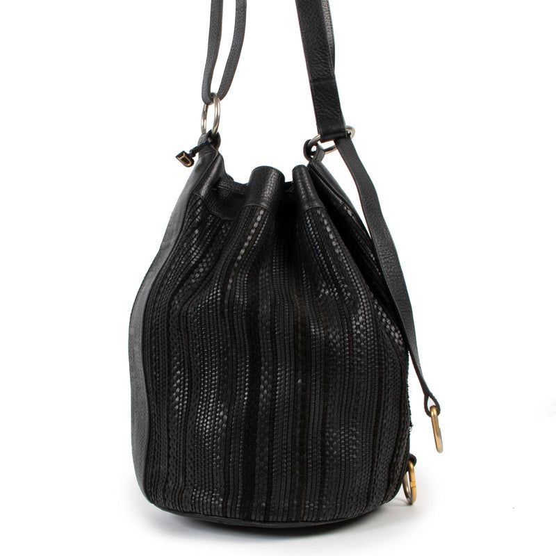 Delvaux Vintage Black Toile de Cuir Bucket Bag