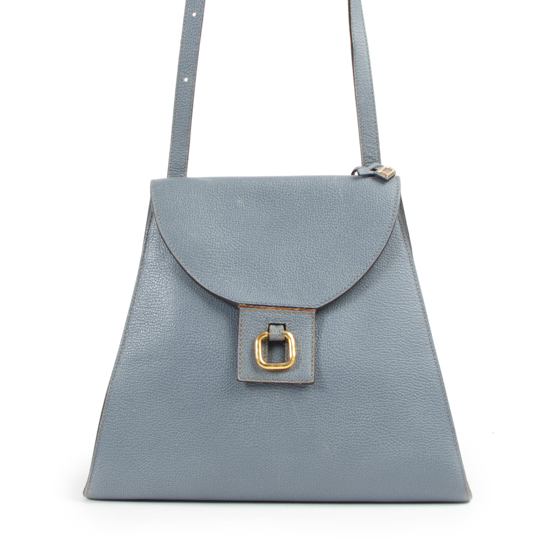 Authentic secondhand Delvaux Blue Leather Crossbody Bag designer bags fashion luxury vintage webshop safe secure online shopping