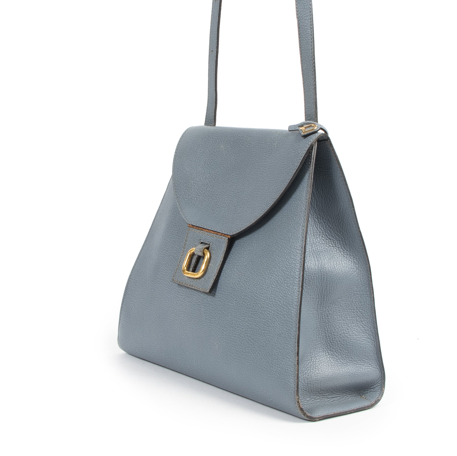 Authentieke Tweedehands Delvaux Blue Leather Crossbody Bag juiste prijs veilig online shoppen luxe merken webshop winkelen Antwerpen België mode fashion