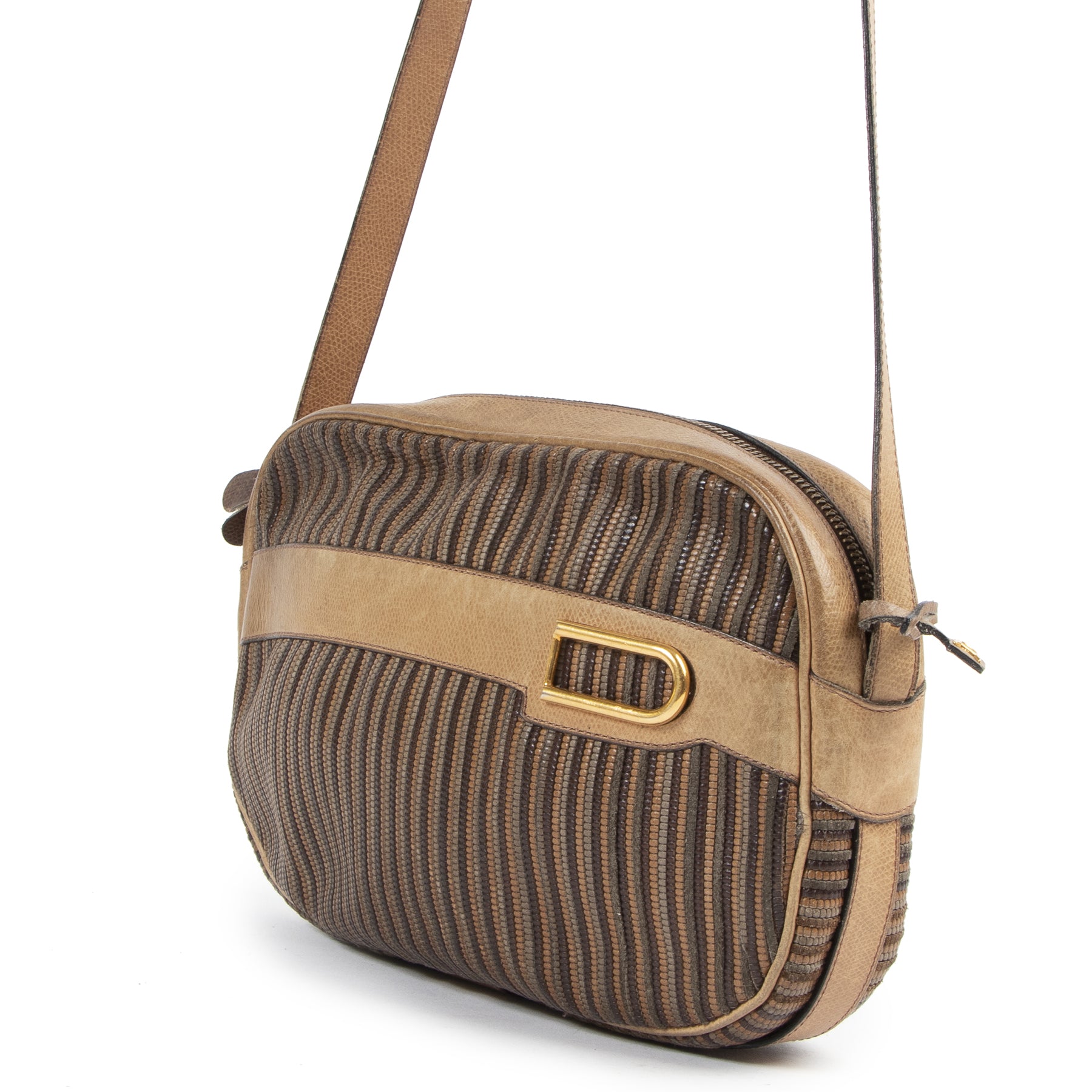 Authentic secondhand Delvaux Cognac Toile de Cuir Leather Crossbody Bag designer bags fashion luxury vintage webshop