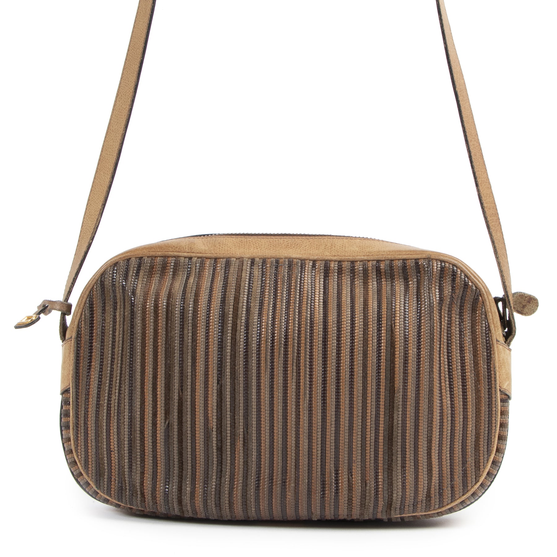 Authentieke Tweedehands Delvaux Cognac Toile de Cuir Leather Crossbody Bag juiste prijs veilig online shoppen luxe merken webshop winkelen Antwerpen België mode fashion