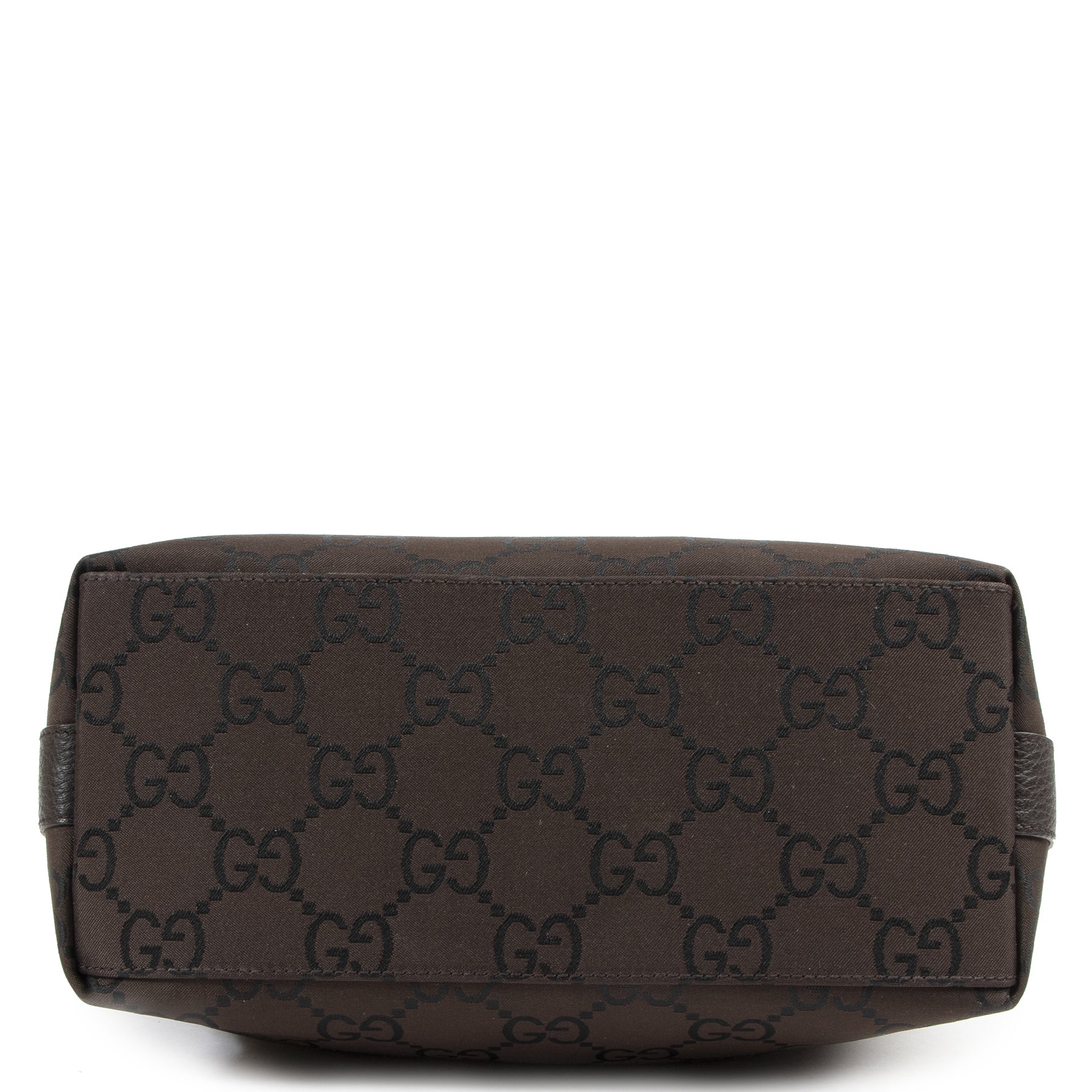 Authentieke Tweedehands Gucci Brown Monogram Nylon Shoulder Bag juiste prijs veilig online shoppen luxe merken webshop winkelen Antwerpen België mode fashion