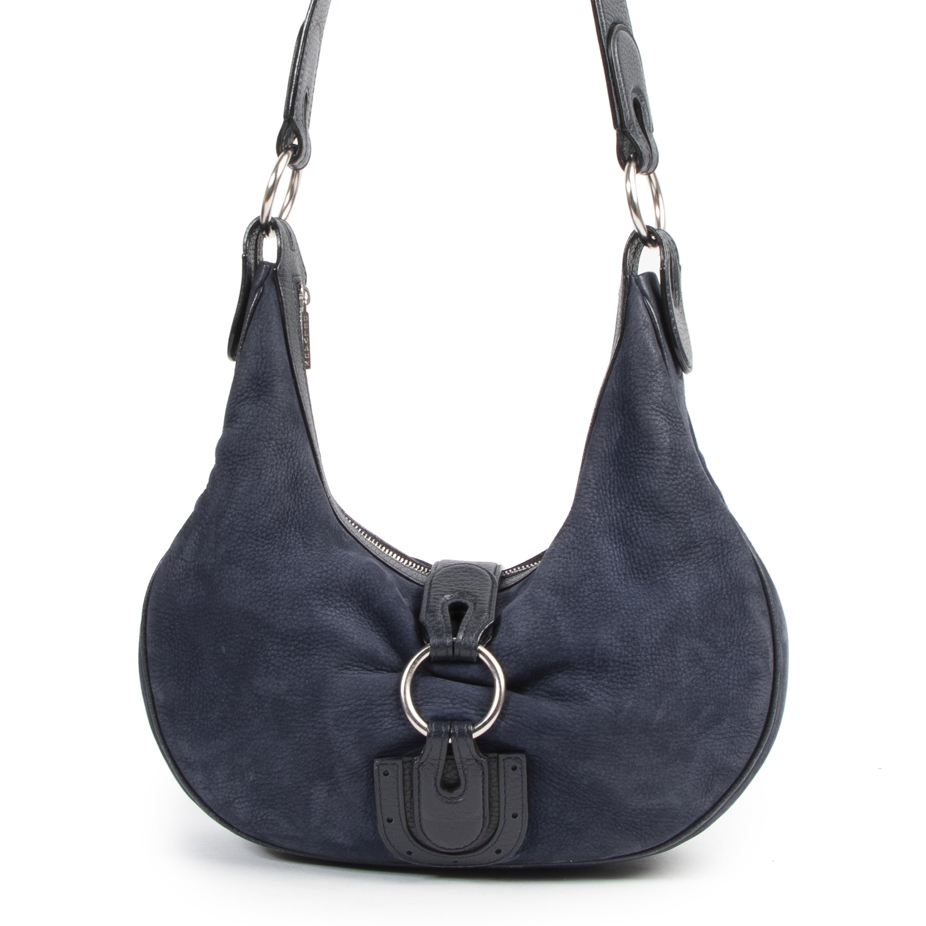 Authentic secondhand Delvaux Blue Camille Nubuck Leather Bag designer bags fashion luxury vintage webshop safe secure online shopping
