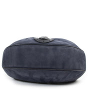 Authentieke Tweedehands Delvaux Blue Camille Nubuck Leather Bag juiste prijs veilig online shoppen luxe merken webshop winkelen Antwerpen België mode fashion