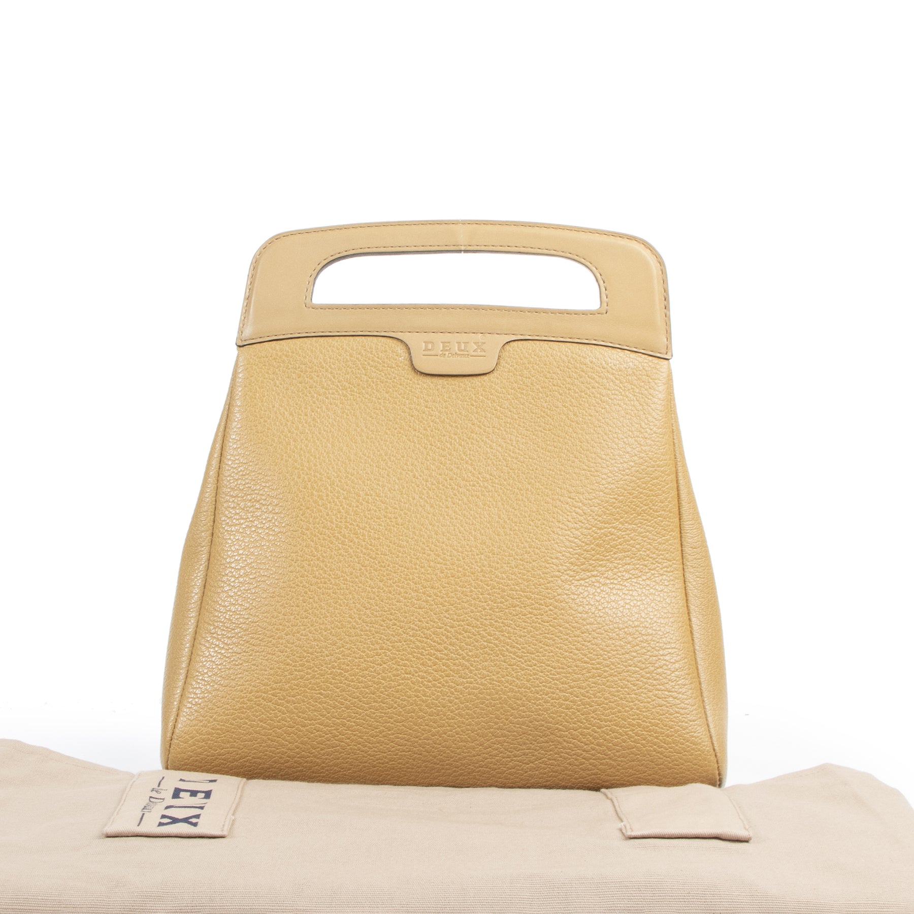 Authentic secondhand Deux de Delvaux Ochre Leather Top Handle Bag designer bags fashion luxury vintage webshop safe secure online shopping