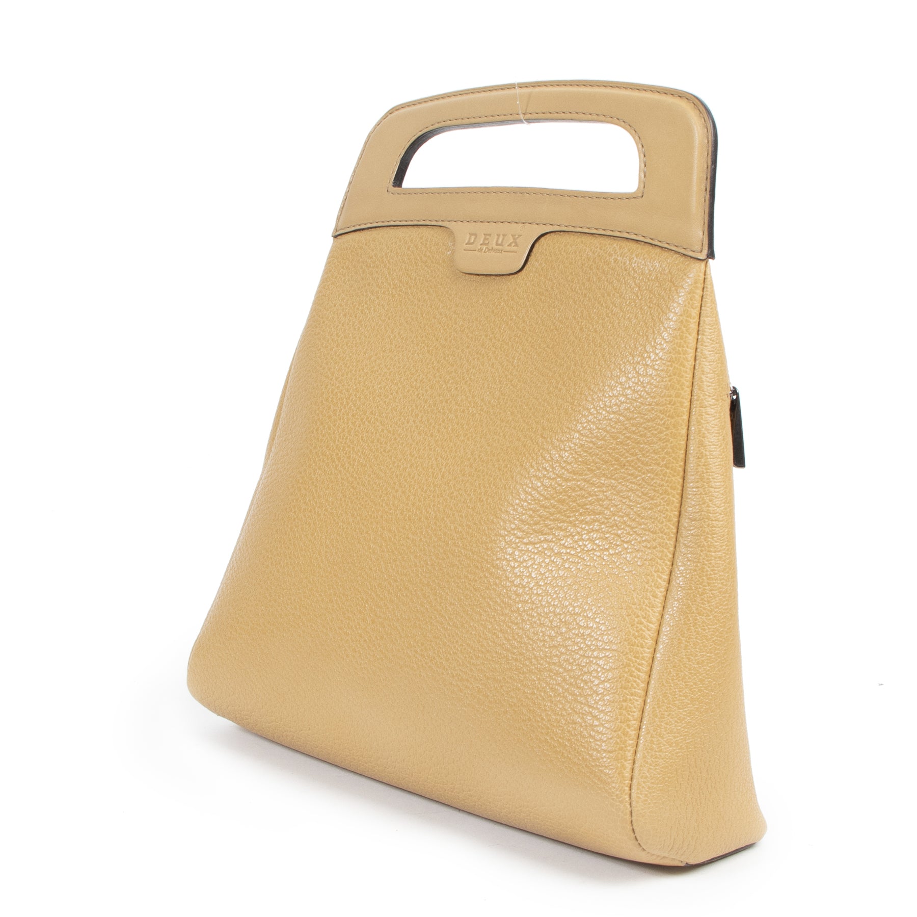 Authentic secondhand Deux de Delvaux Ochre Leather Top Handle Bag designer bags fashion luxury vintage webshop safe secure online shopping