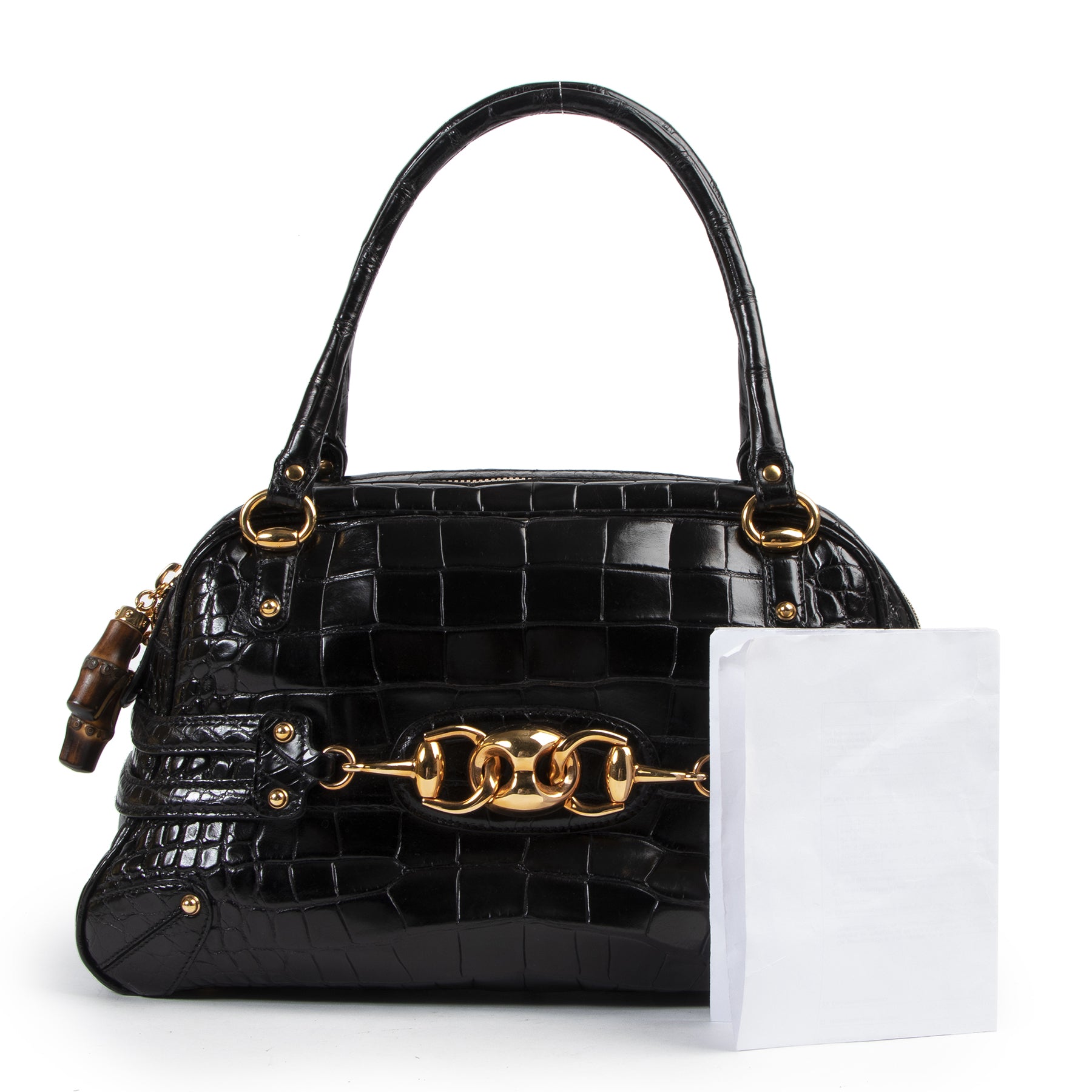Gucci Black Croco Wave Boston Bag – Labellov