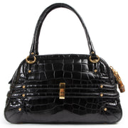 buy and sell your authentic designer Gucci Black Croco Wave Boston Bag for the best price