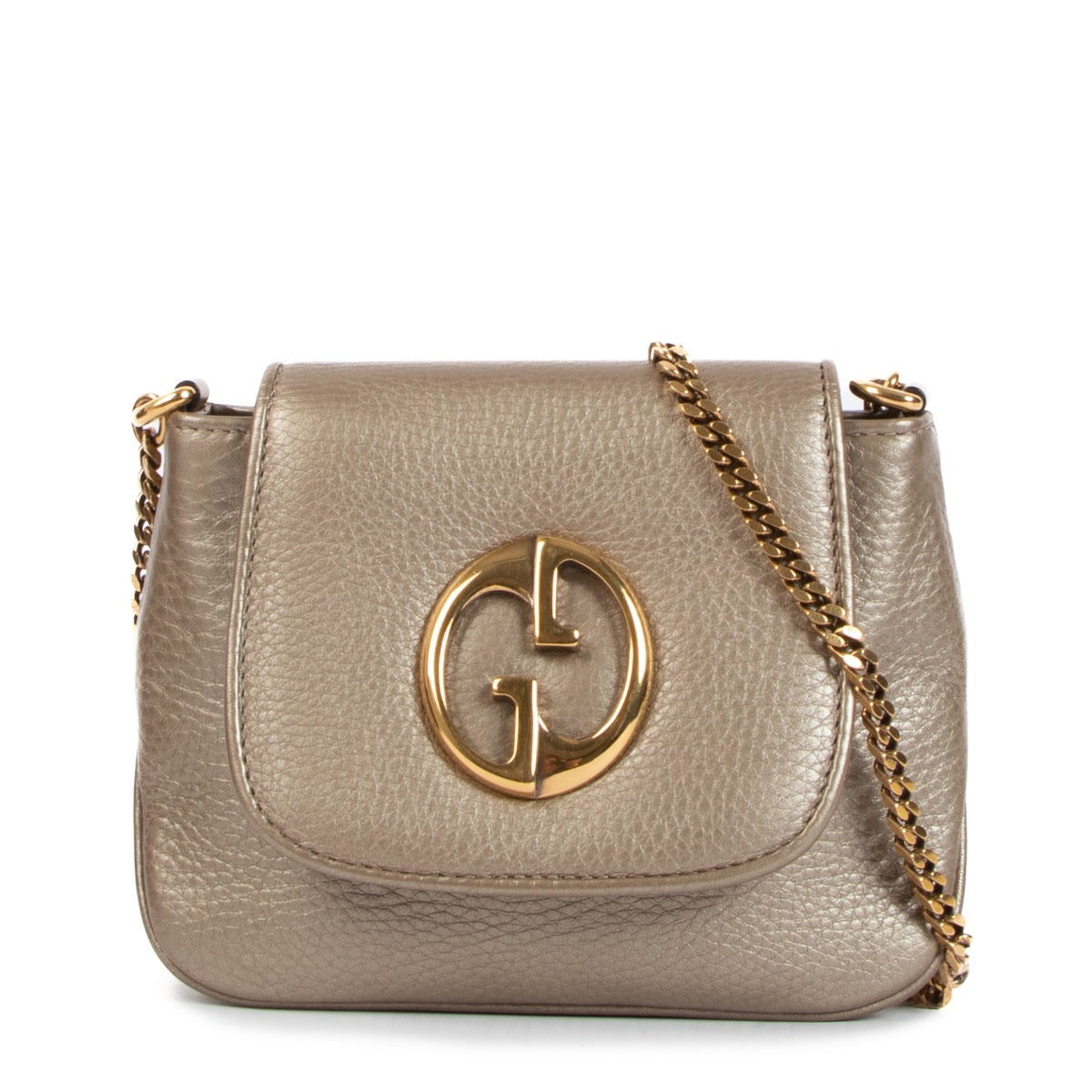 Shop safe online at Labellov in Antwerp this 100% authentic second hand Gucci Gold Leather Blondie 1973 Crossbody