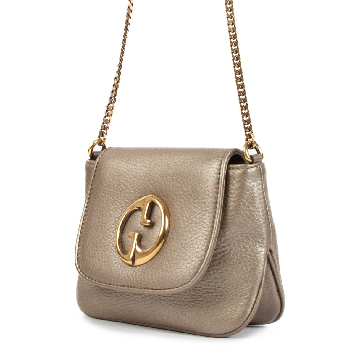 Shop safe online at Labellov in Antwerp this 100% authentic second hand Gucci Gold Leather Blondie 1973 Crossbody