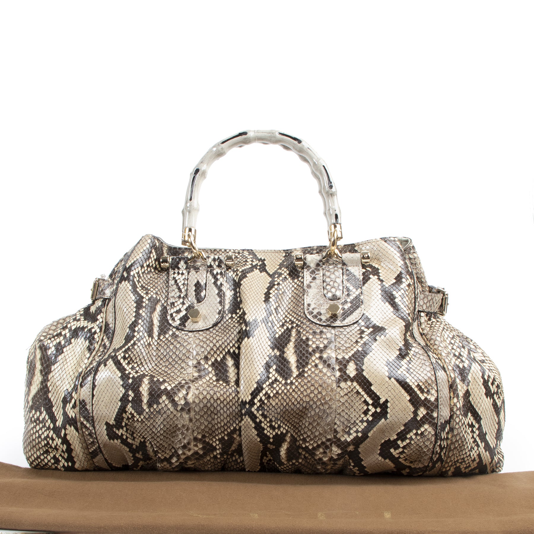 Gucci Brown Python Pop Bamboo Handbag kopen en verkopen aan de beste prijs