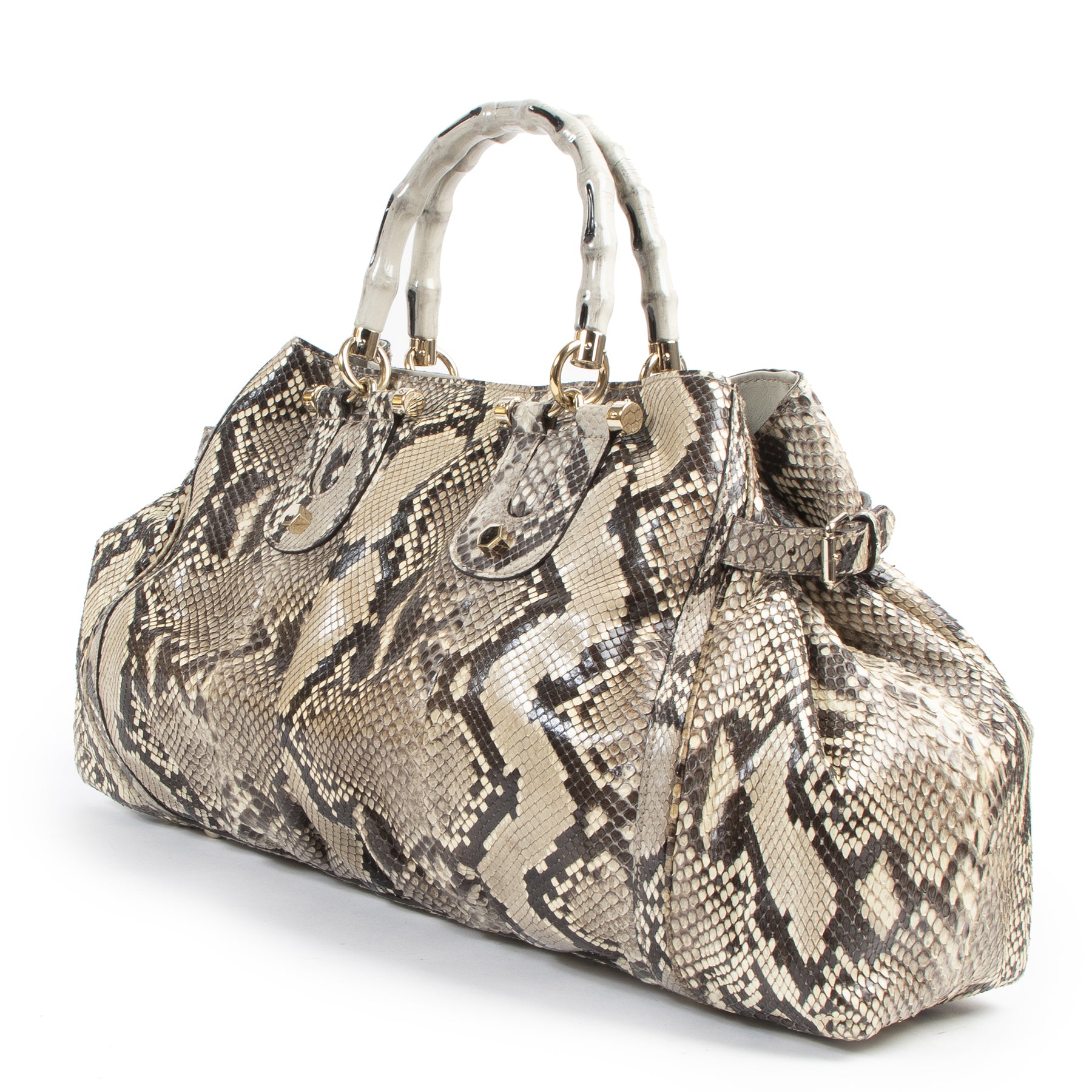 Gucci Brown Python Pop Bamboo Handbag aan de beste prijs bij labellov tweedehands luxe in Antwerpen België