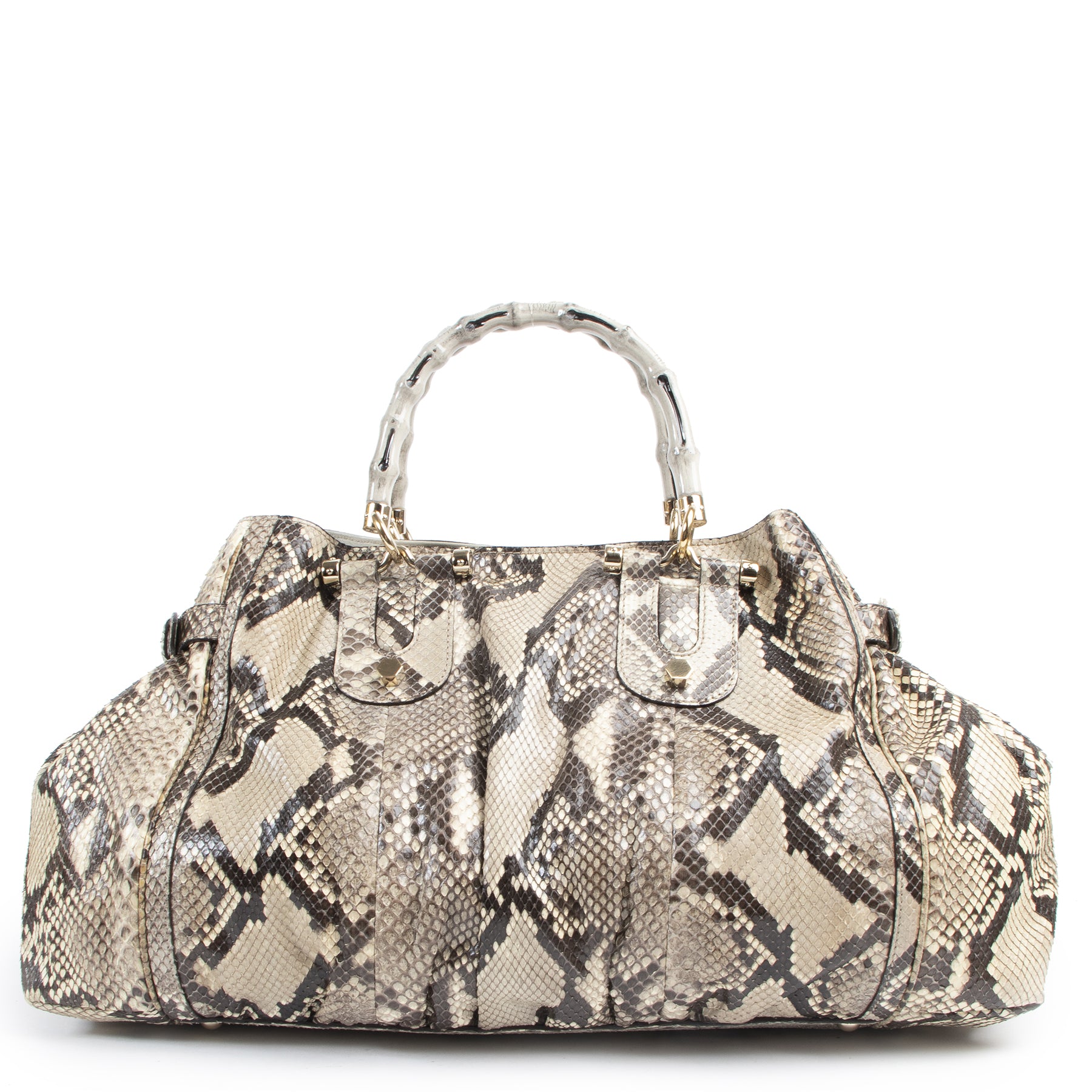 Gucci Brown Python Pop Bamboo Handbag for the best price at Labellov secondhand luxury