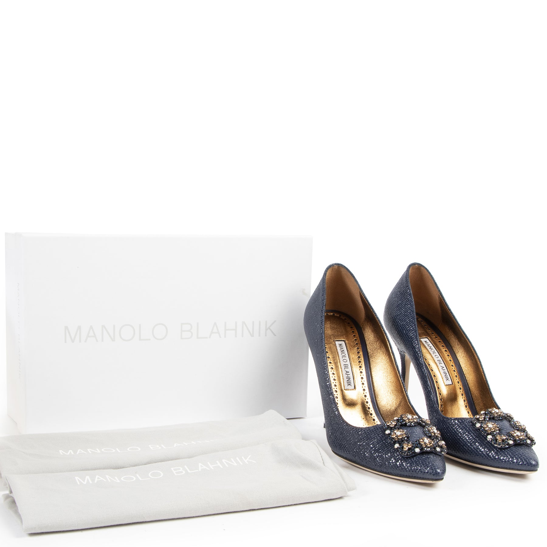 Manolo Blahnik Printed Jeweled Buckle Pumps - Size 40