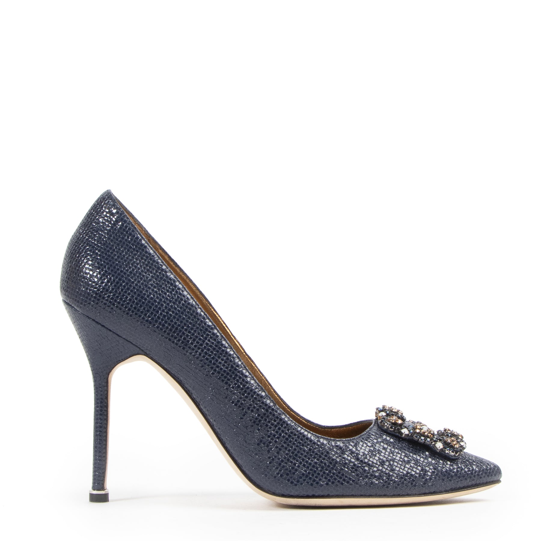 Manolo Blahnik Printed Jeweled Buckle Pumps - Size 40