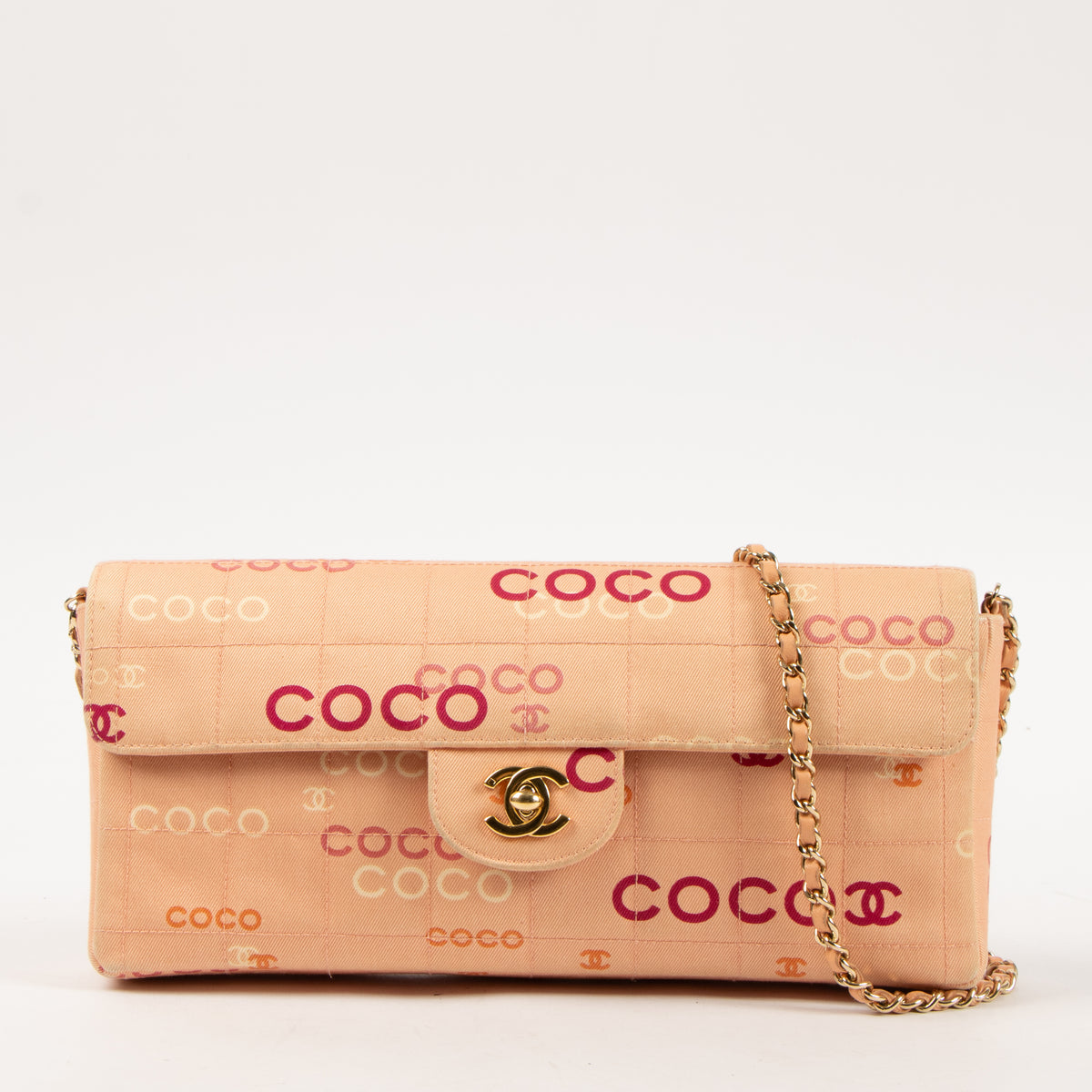 Shop the authentic Chanel Beige Coco Canvas East West Chocolate Bar Bag on Labellov.com.
