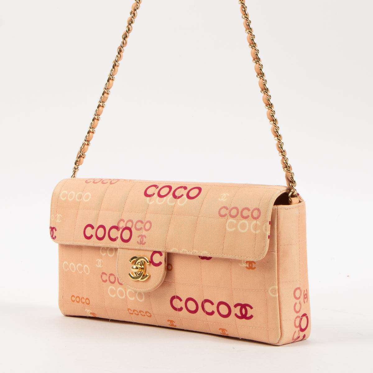 Shop the authentic Chanel Beige Coco Canvas East West Chocolate Bar Bag on Labellov.com.