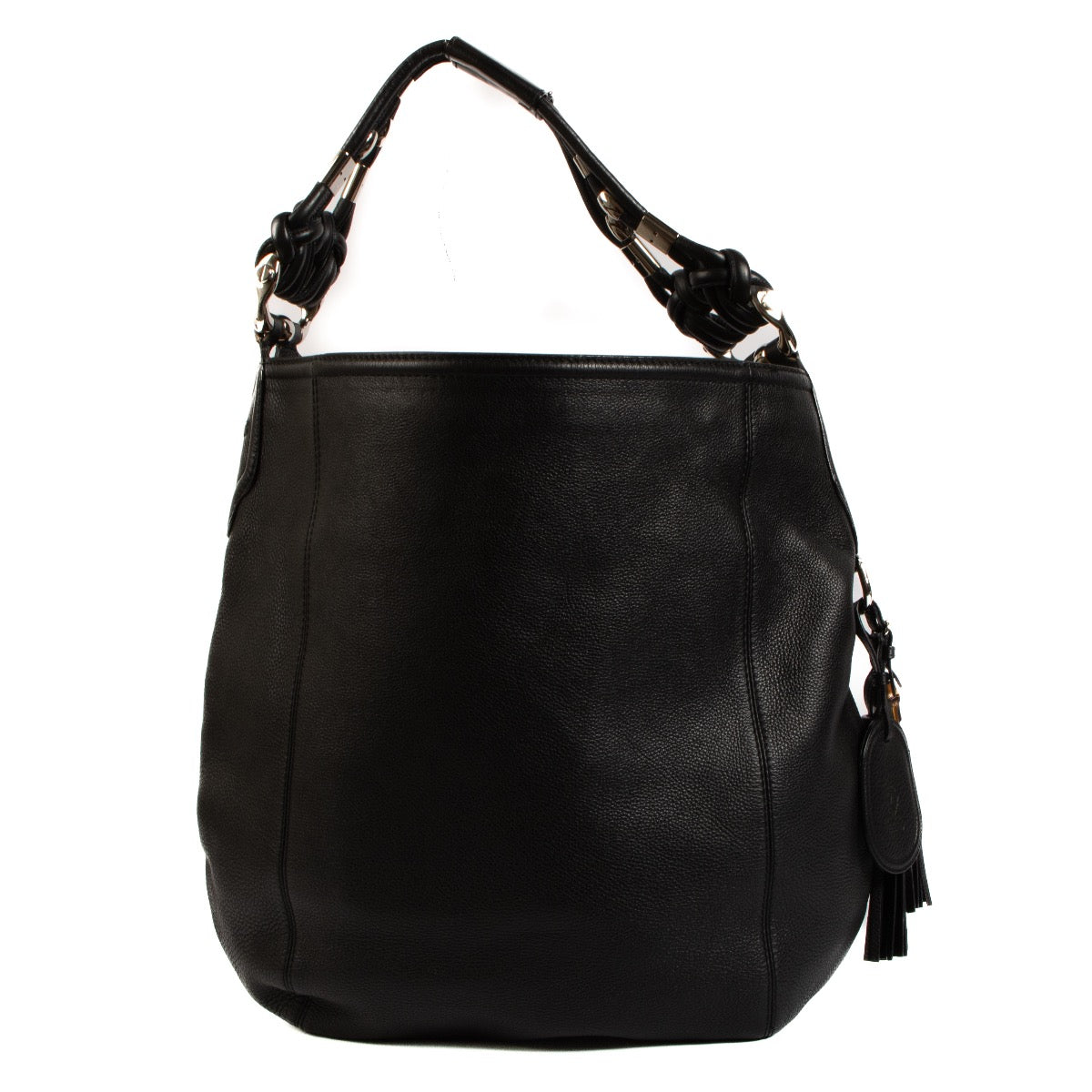Shop safe online at Labellov in Antwerp, Brussels and Knokke this 100% authentic second hand Gucci Black Leather Techno Horsebit XL Hobo Bag