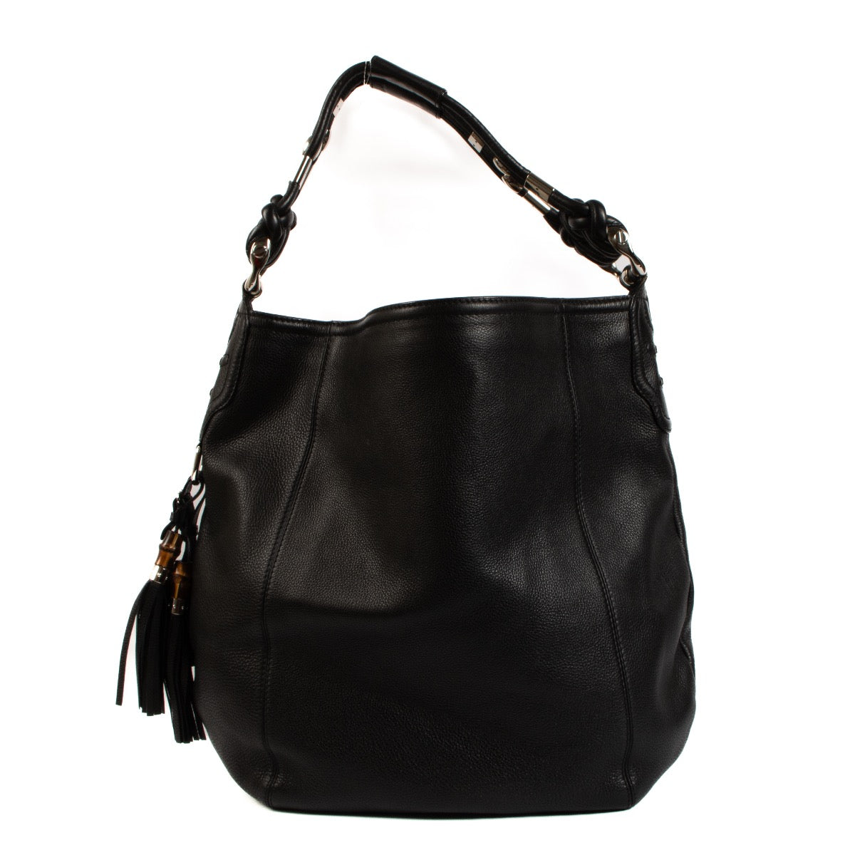 Shop safe online at Labellov in Antwerp, Brussels and Knokke this 100% authentic second hand Gucci Black Leather Techno Horsebit XL Hobo Bag