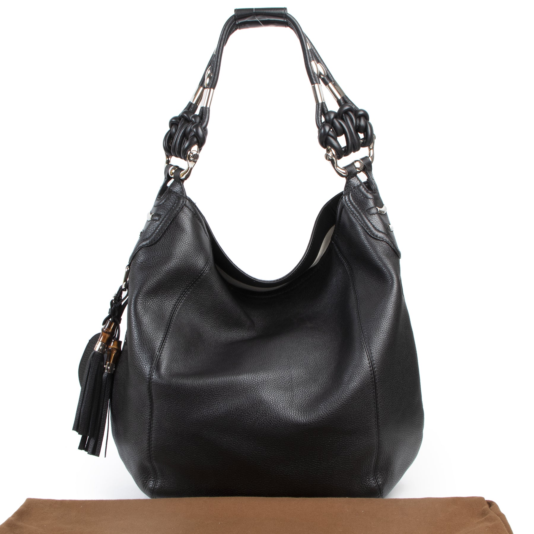 Gucci Black Calfskin Large Techno Horsebit Hobo Bag – Labellov