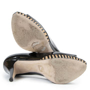 Miu Miu Black Patent Cork Peep-toe Pumps
