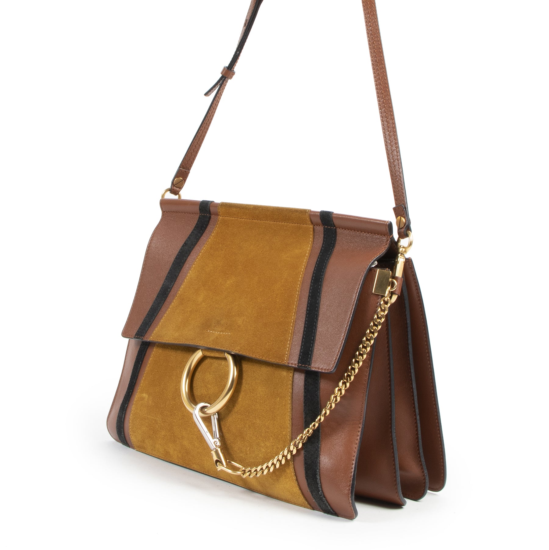 Chloé Faye Medium Patchwork Leather & Suede Bag pour le meilleur prix chez Labellov à Anvers Belgique
