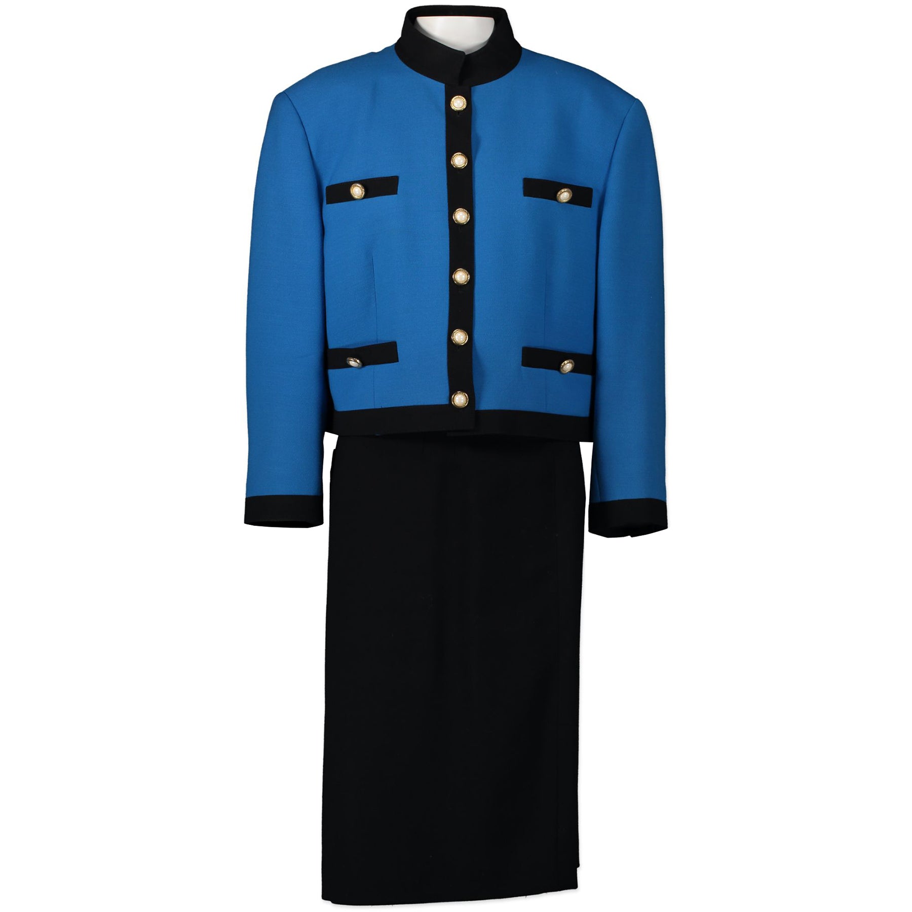 Louis Féraud Blue Skirt And Jacket Set te koop aan de beste prijs bij Labellov