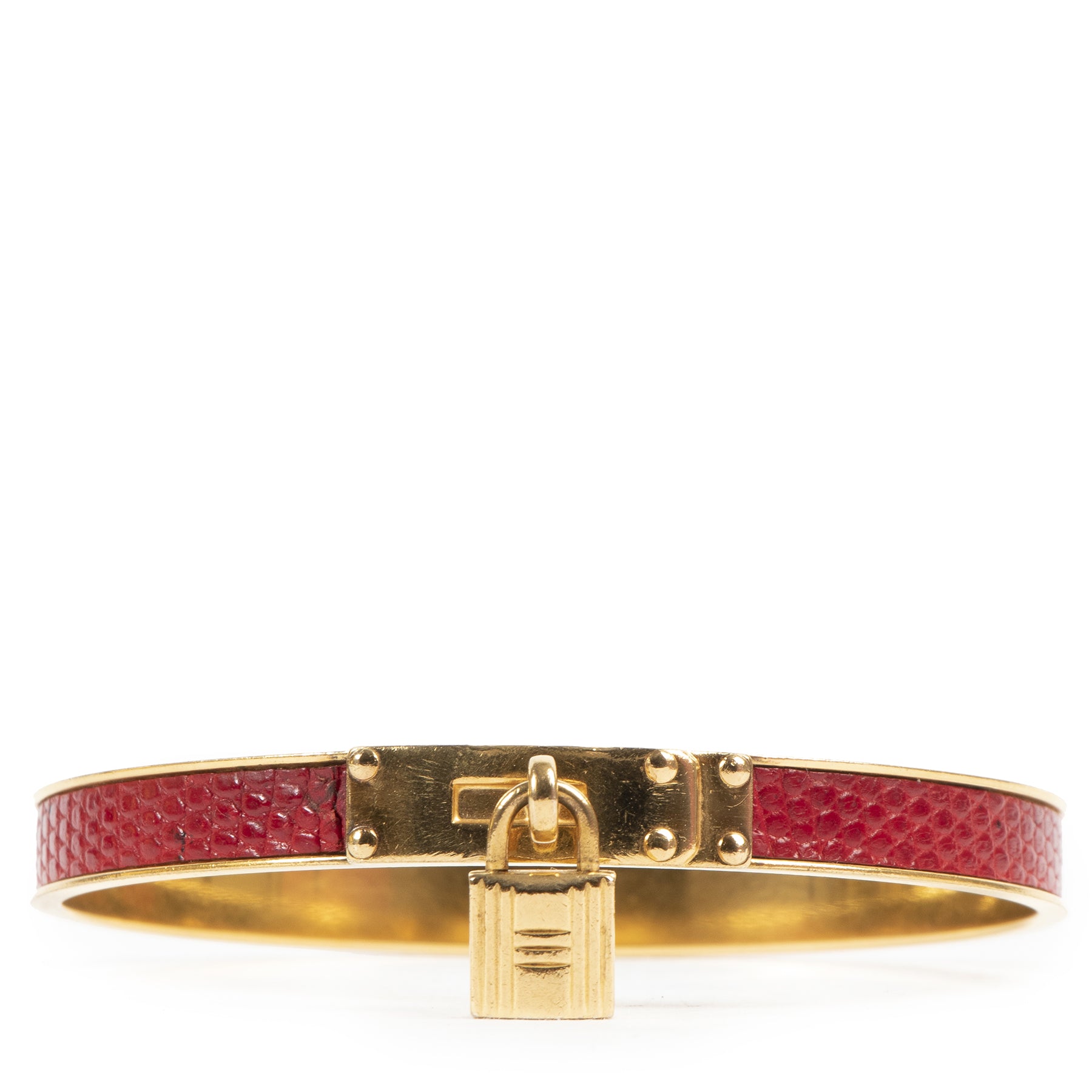 Authentieke Tweedehands Hermès Red Kelly Lizard Bangle juiste prijs veilig online shoppen luxe merken webshop winkelen Antwerpen België mode fashion