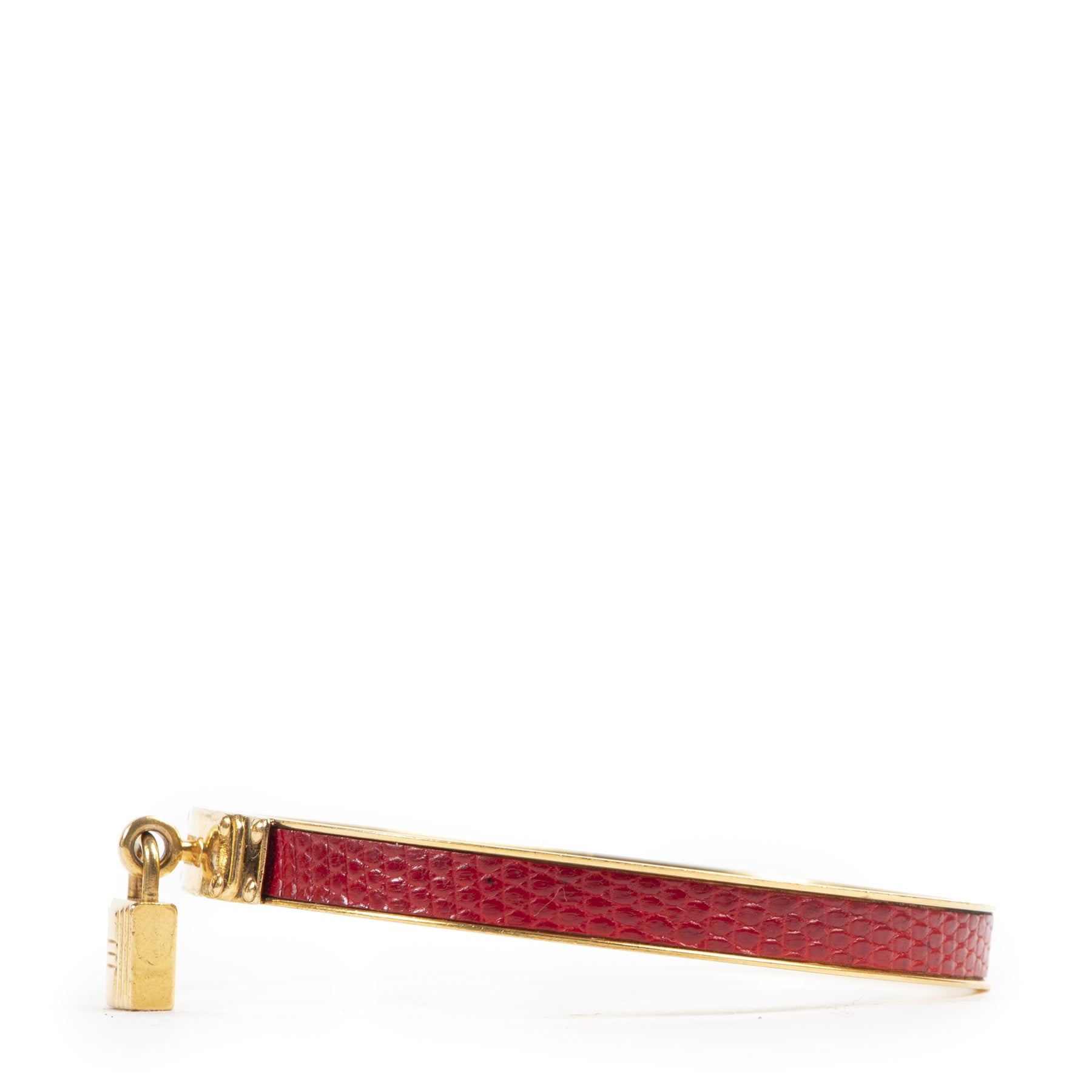 Authentic secondhand Hermès Red Kelly Lizard Bangle designer accessories fashion luxury vintage webshop safe secure online shopping
