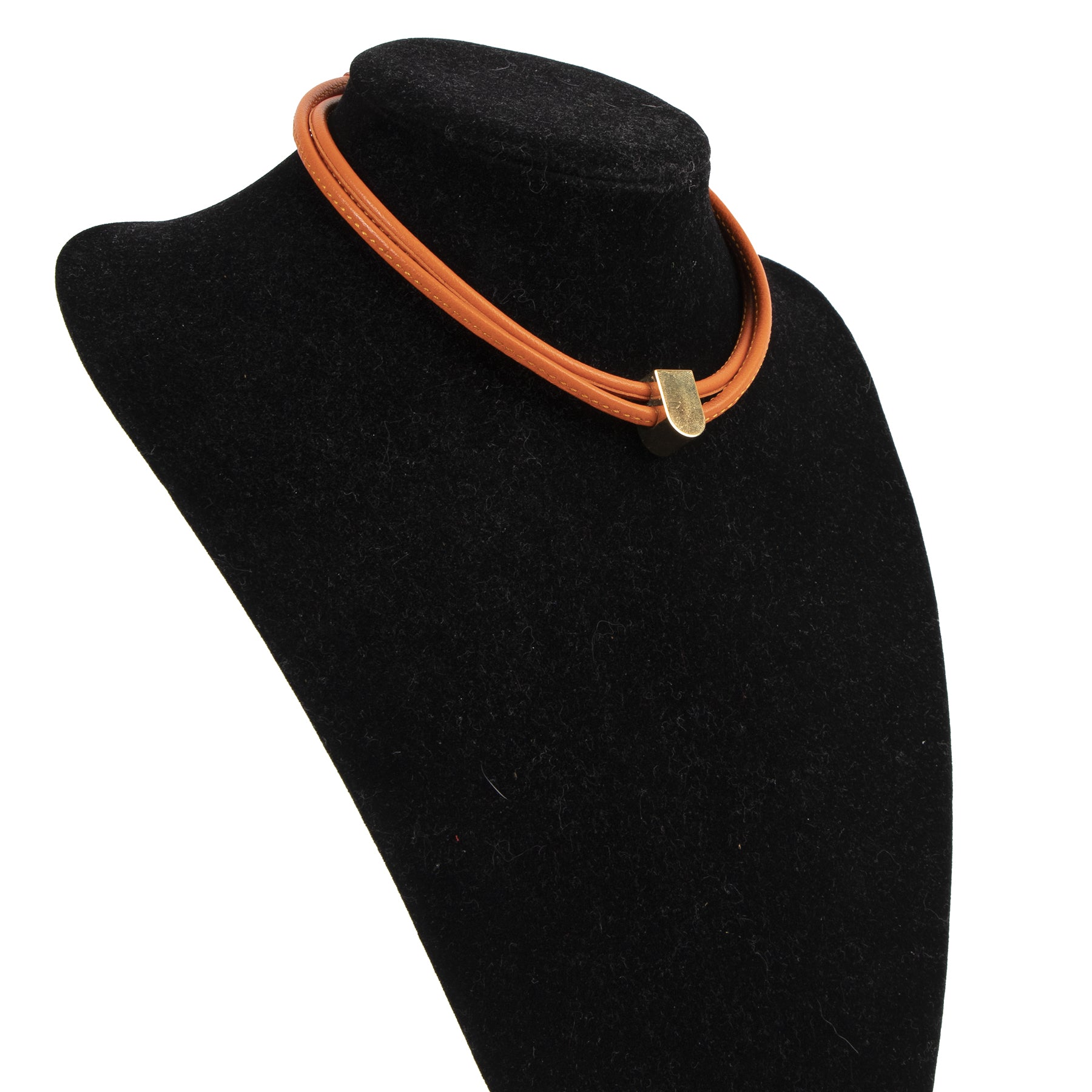 shop safe online Delvaux Orange Leather Necklace Gold D