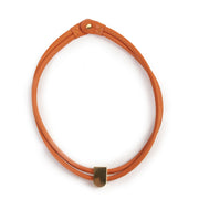 Delvaux Orange Leather Necklace Gold D