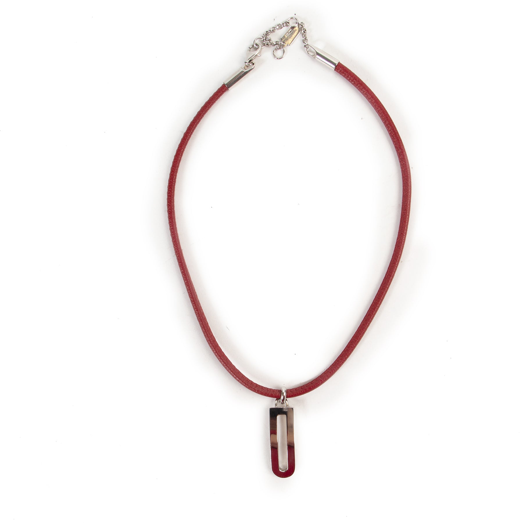 Delvaux Red Leather Necklace
