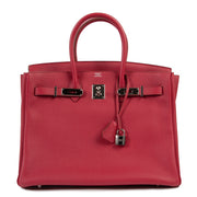 Shop safe online 100% authentic Hermès Birkin 35 cm Rubis Togo PHW in as new condition at the right price at Labellov in Antwerp.