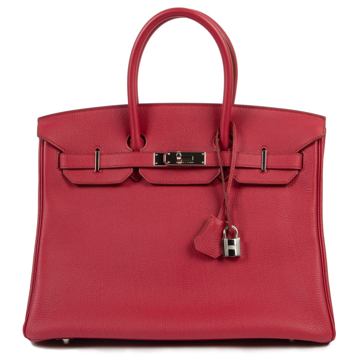 Shop safe online 100% authentic Hermès Birkin 35 cm Rubis Togo PHW in as new condition at the right price at Labellov in Antwerp.