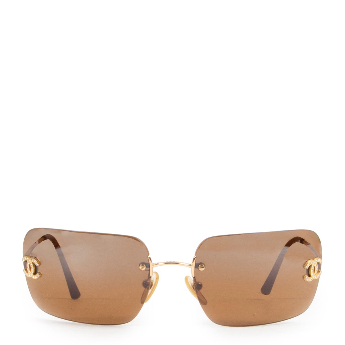 Shop safe online authentic Chanel Brown Rimless Glasses.
