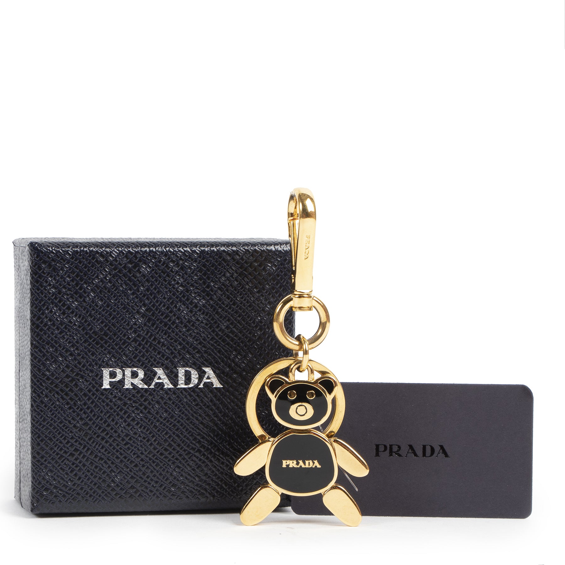 Authentieke tweedehands Prada sleutelhanger juiste prijs veilig online winkelen LabelLOV webshop luxe merken Antwerpen België mode fashion