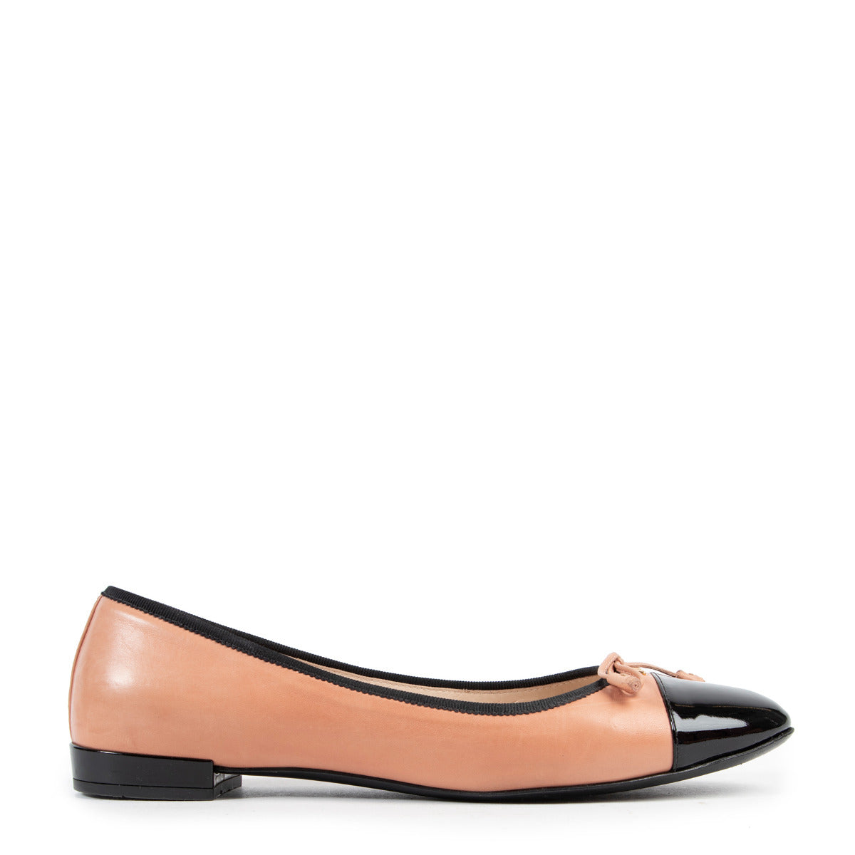 Prada Nude Lambskin Logo Ballet Flats
