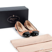 Prada Nude Lambskin Logo Ballet Flats