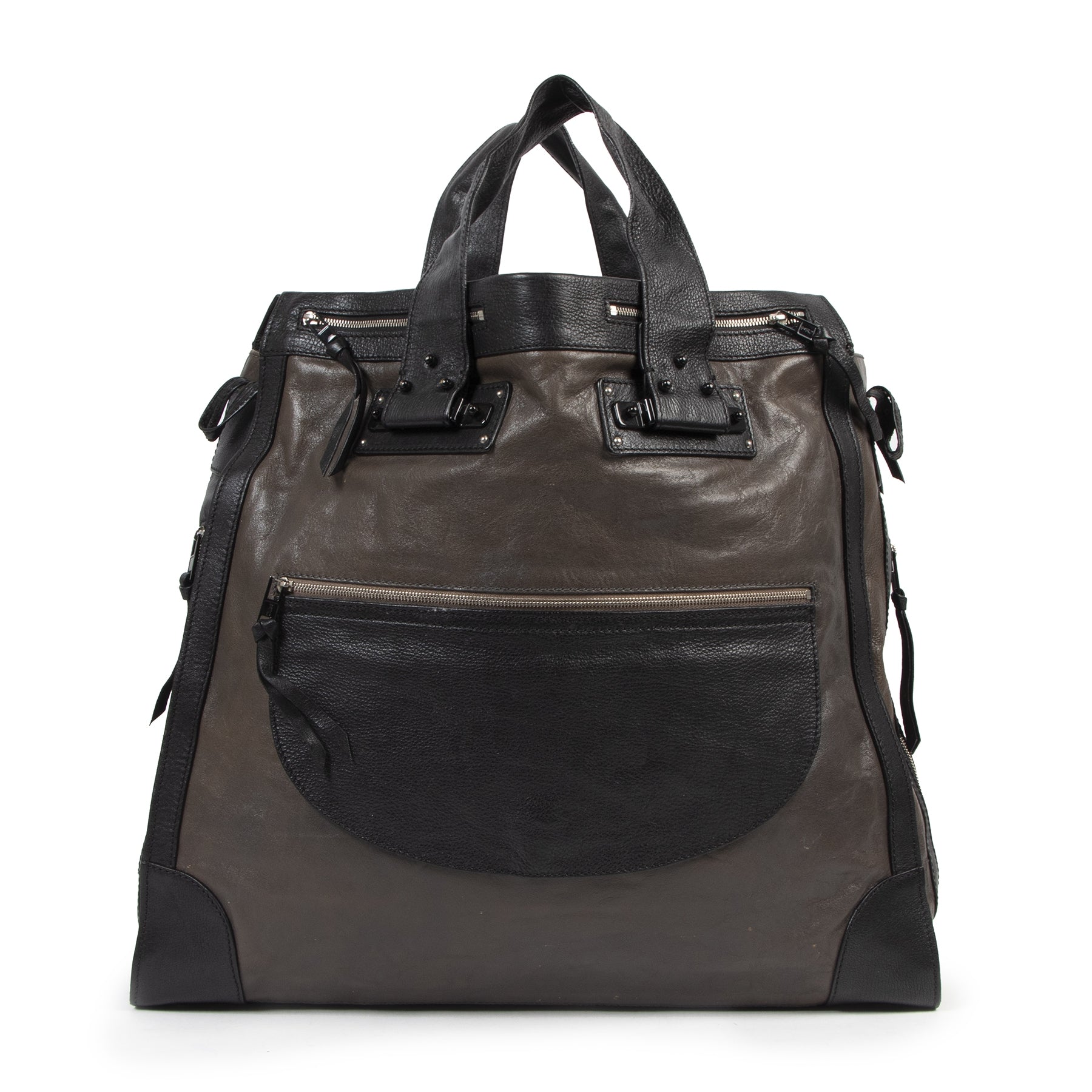 Authentic secondhand Chloé Tracy Taupe Leather Zipper Large Tote luxury vintage webshop fashion safe secure online shopping
