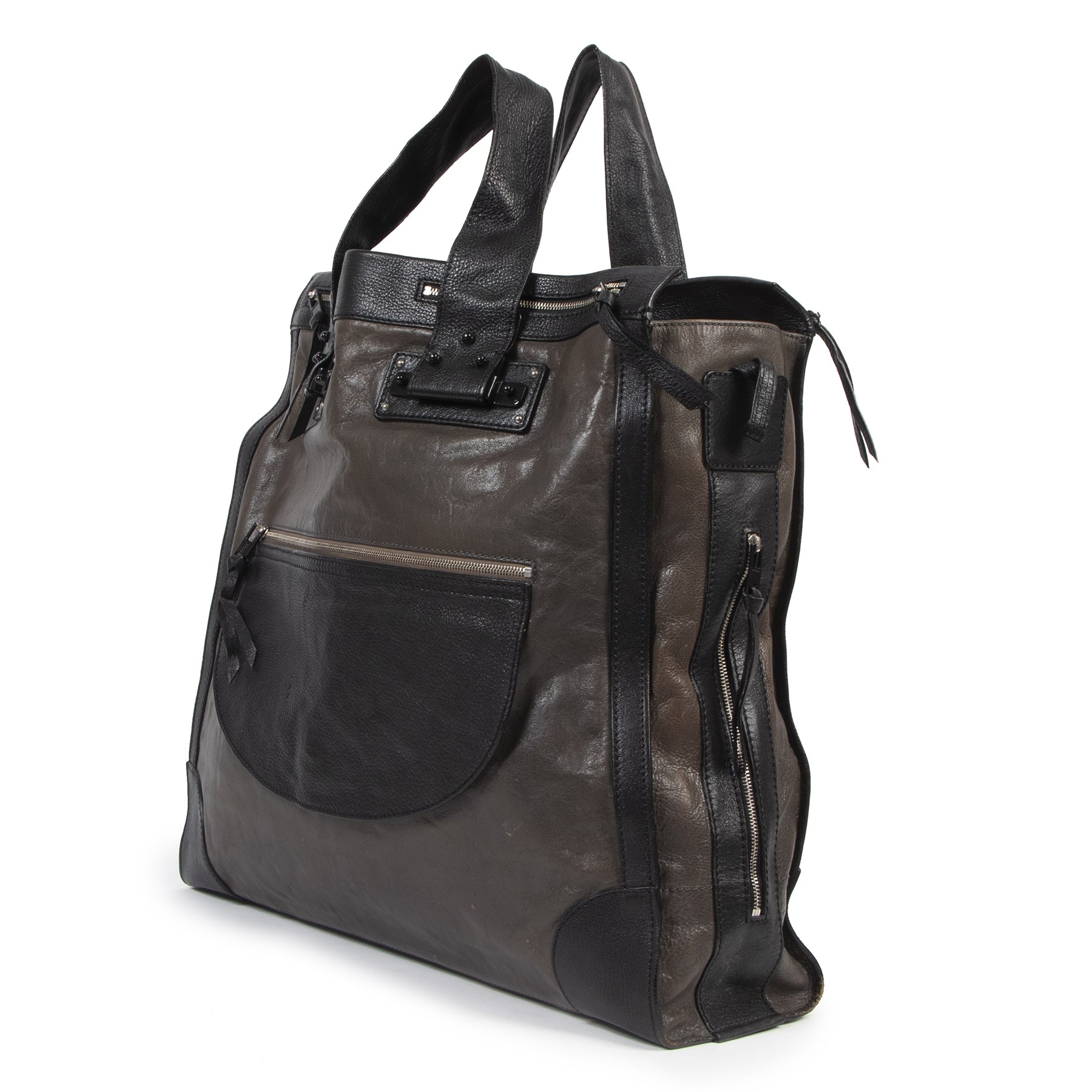 Authentic secondhand Chloé Tracy Taupe Leather Zipper Large Tote luxury vintage webshop fashion safe secure online shopping
