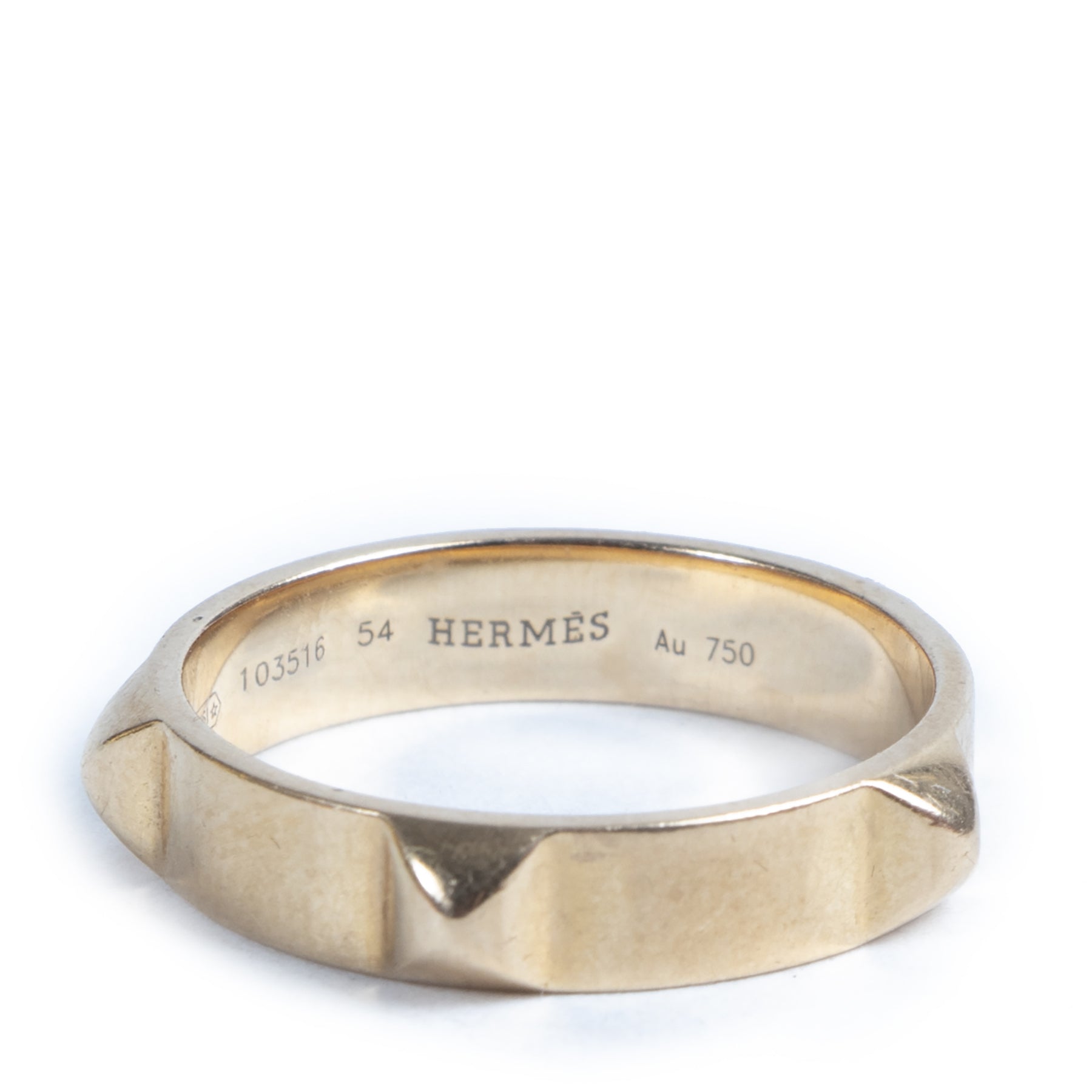 Hermes 18K Rose Gold Mini Clous Ring
