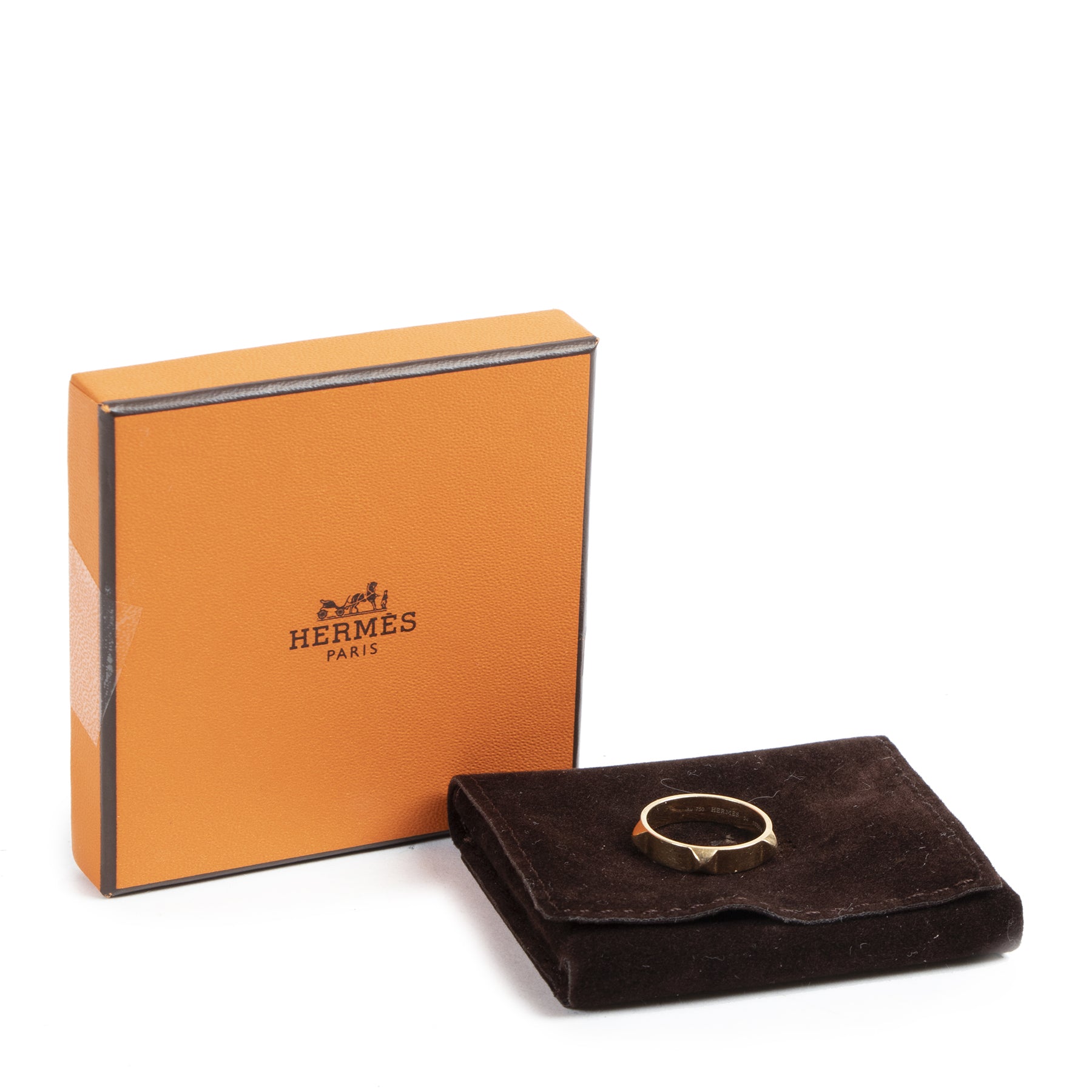 Hermes 18K Rose Gold Mini Clous Ring