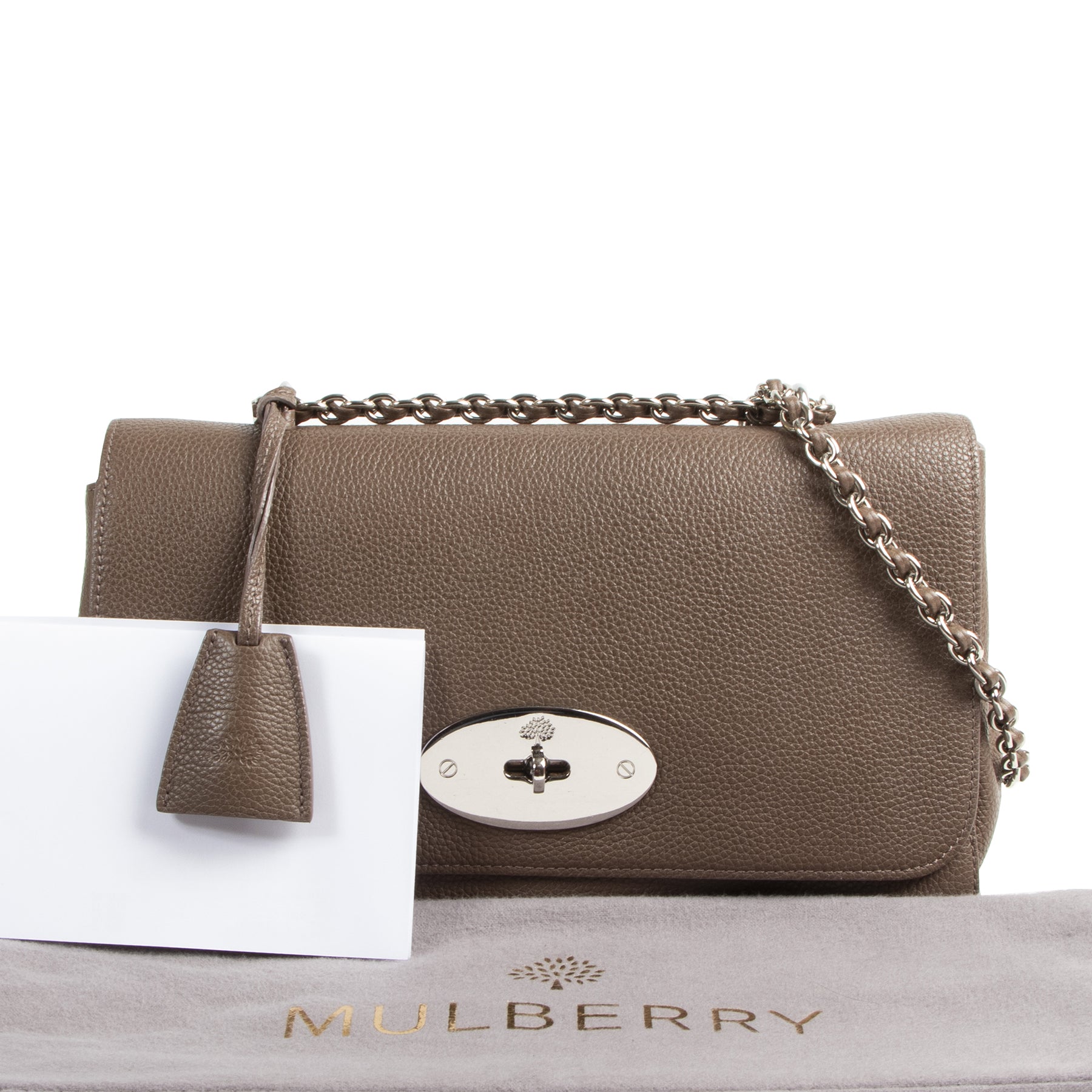 Mulberry Taupe Leather Medium Lily Shoulder Bag