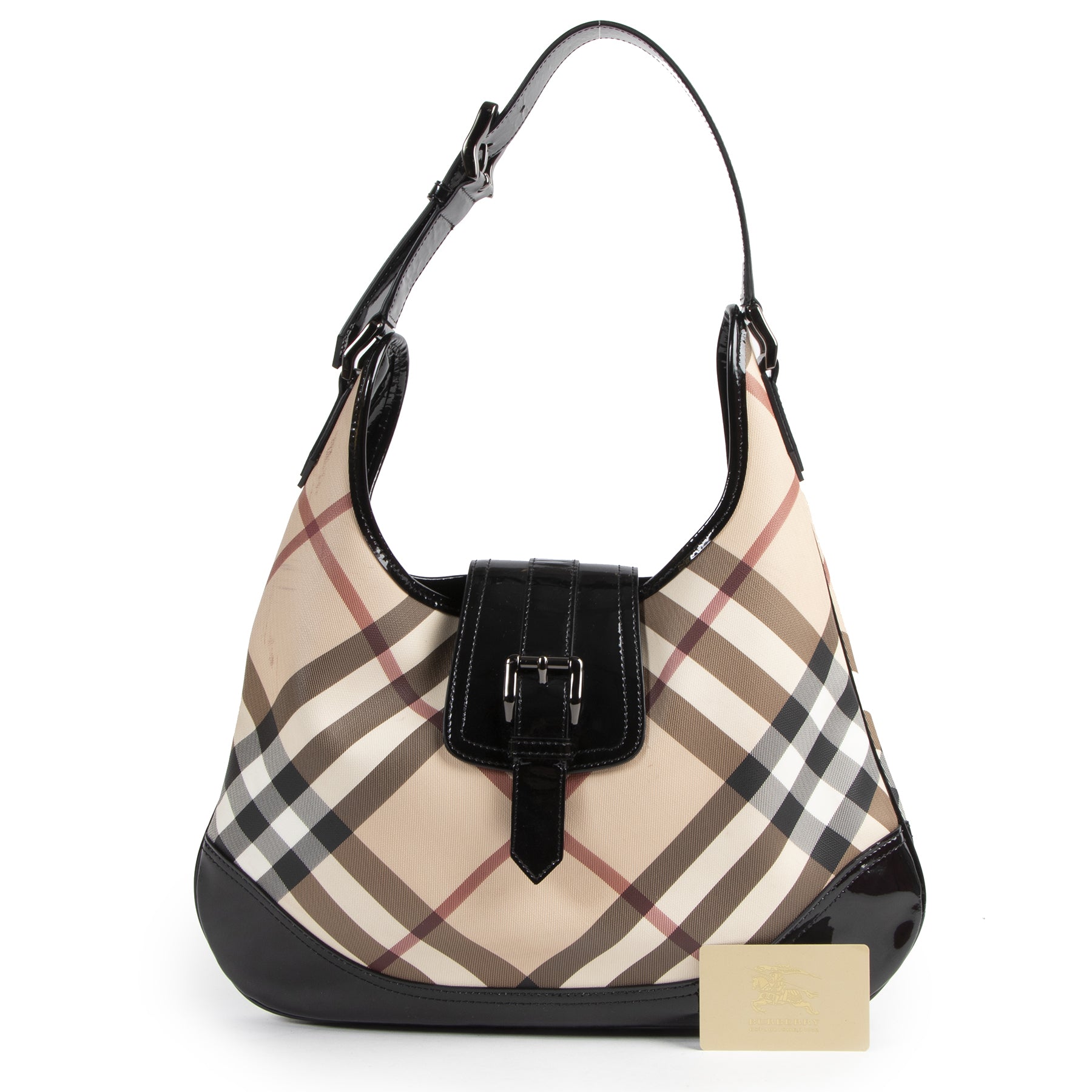 shop online Burberry Coated Canvas Check Shoulder Bag