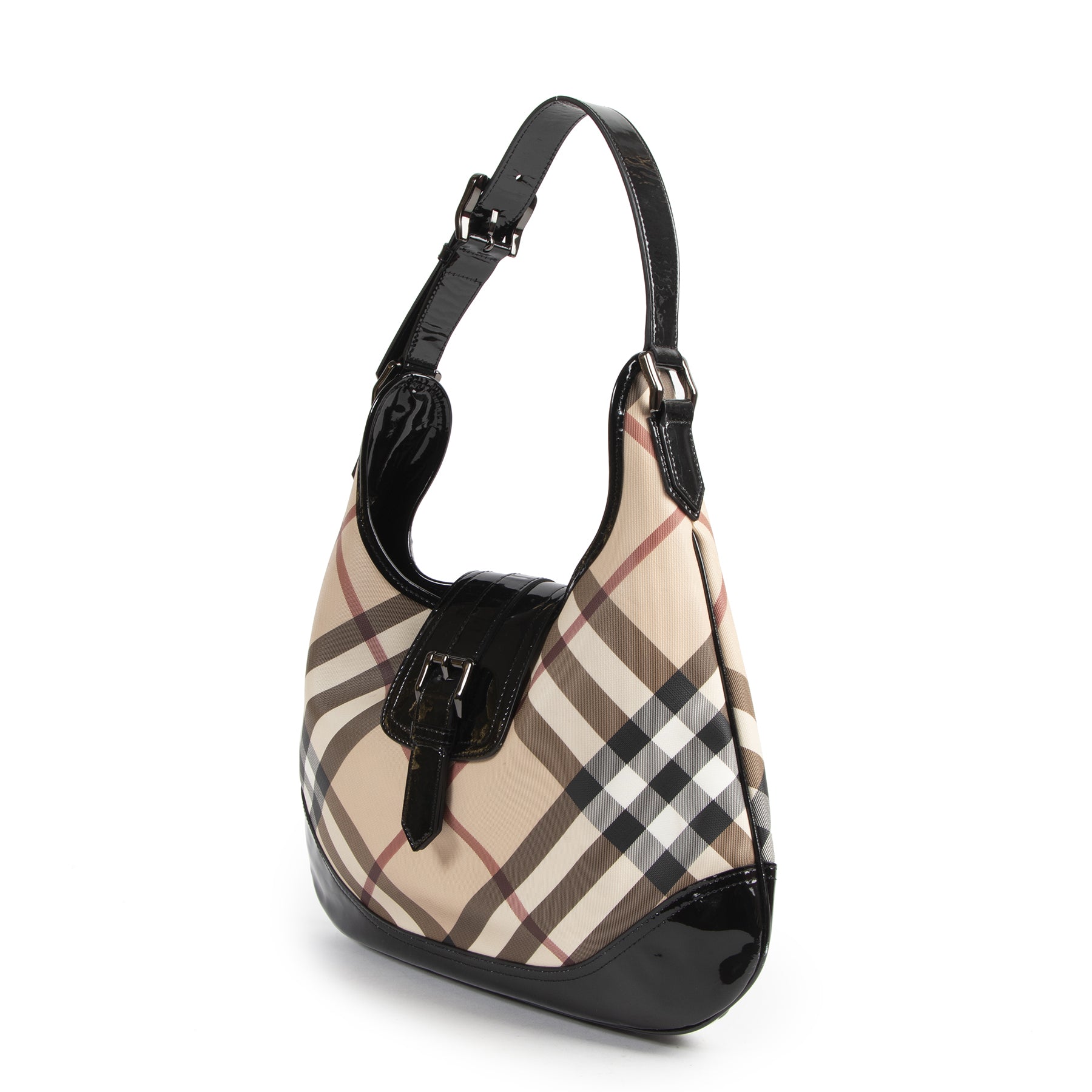 shop are online Burberry Coated Canvas Check Shoulder Bag