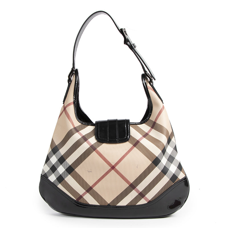 Burberry Coated Canvas Check Shoulder Bag