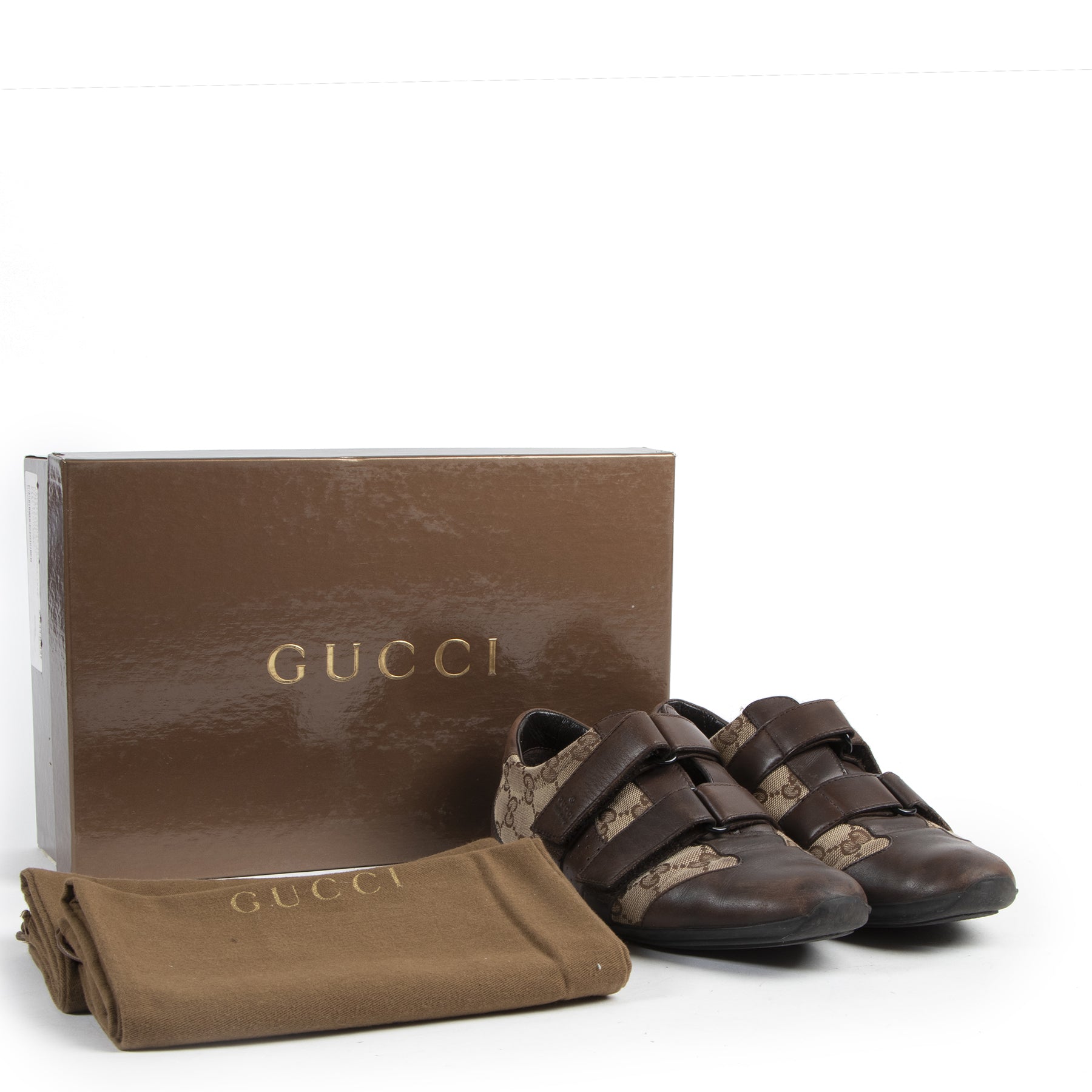 Authentieke Tweedehands Gucci Brown Monogram GG Sneakers - Size 37,5 juiste prijs veilig online shoppen luxe merken webshop winkelen Antwerpen België mode fashion